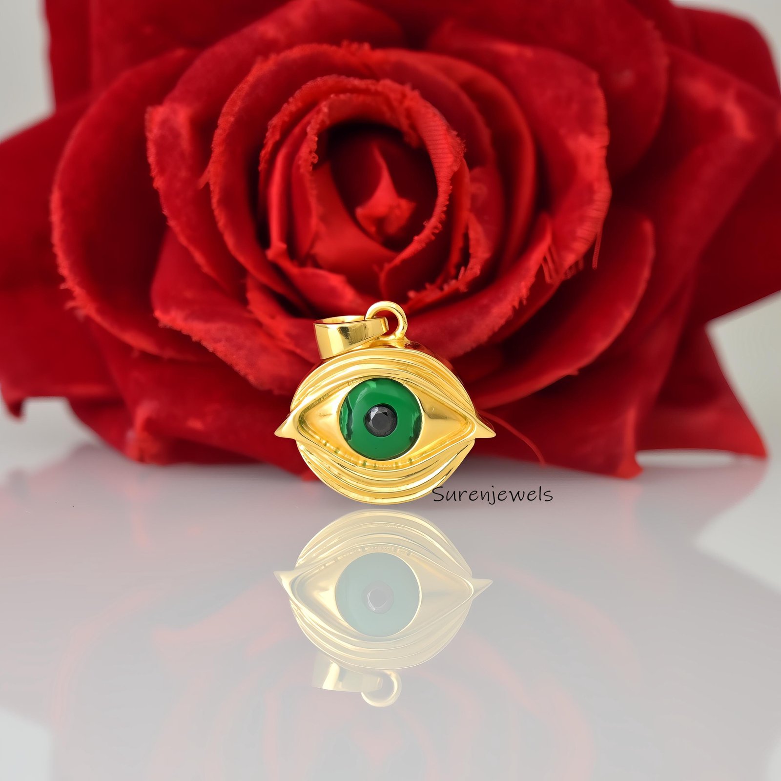 14k Gold Gemstone Evil Eye Pendant: Good Luck Charm - Suren Jewels | SKU: SJP4634-SLYGLPZ-25M 14k Gold Gemstone Evil Eye Pendant: Good Luck Charm - Suren Jewels | SKU: SJP4634-SLYGLPZ-25M