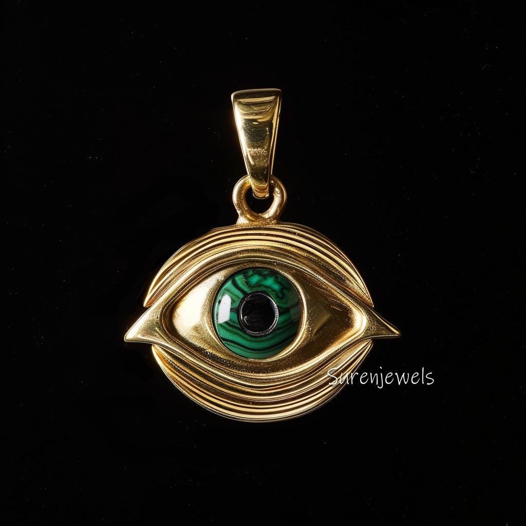 14k Gold Gemstone Evil Eye Pendant: Good Luck Charm - View 4 - Suren Jewels | SKU: SJP4634-SLYGLPZ-25M 14k Gold Gemstone Evil Eye Pendant: Good Luck Charm - View 4 - Suren Jewels | SKU: SJP4634-SLYGLPZ-25M