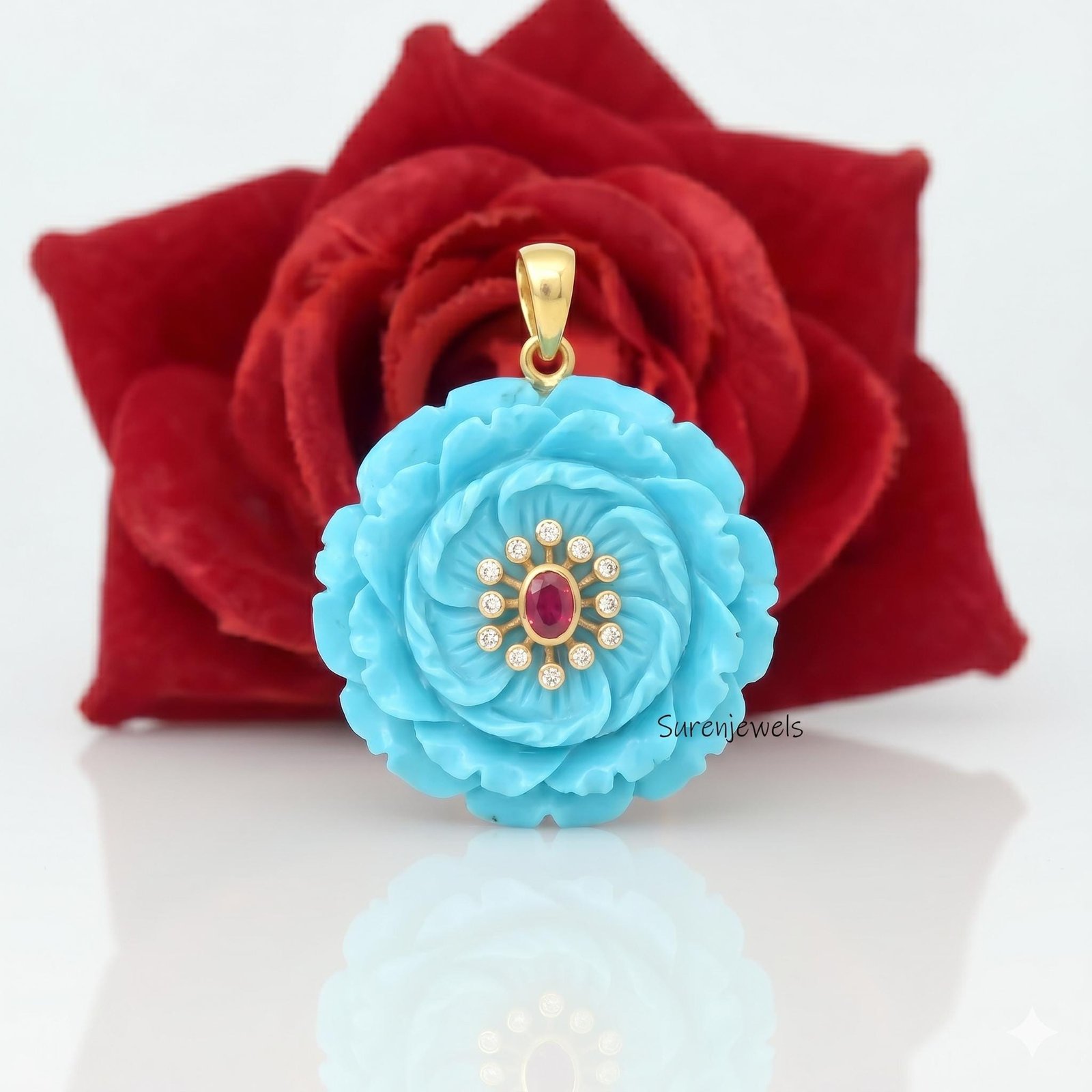 14k Gold Gemstone Flower Pendant, All Gemstone Designer Flower Charm, Quartz Flower Pendant, Unique Flower Pendant, Turquoise 14k Gold Gemstone Flower Pendant, All Gemstone Designer Flower Charm, Quartz Flower Pendant, Unique Flower Pendant, Turquoise