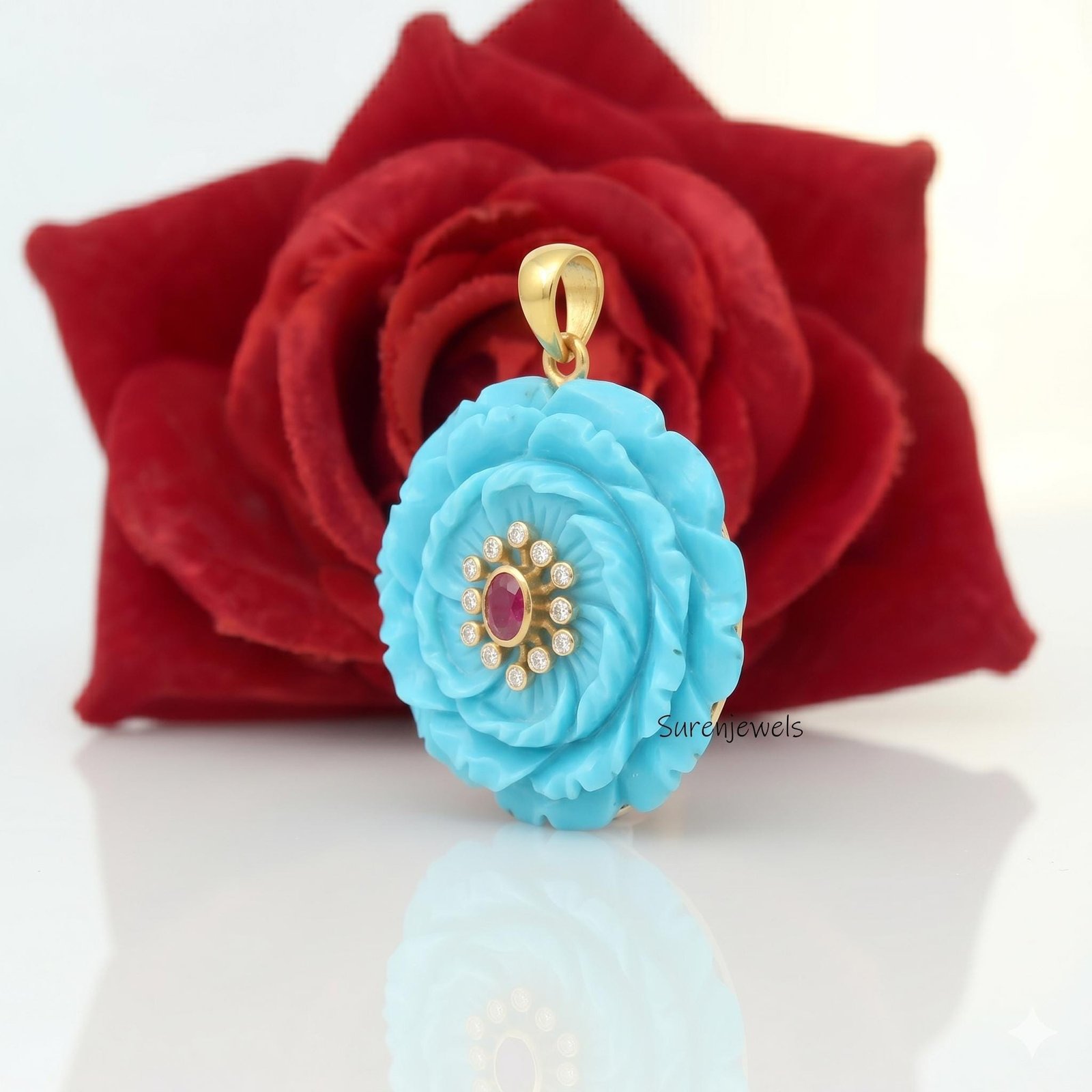 14k Gold Gemstone Flower Pendant, All Gemstone Designer Flower Charm, Quartz Flower Pendant, Unique Flower Pendant, Turquoise 14k Gold Gemstone Flower Pendant, All Gemstone Designer Flower Charm, Quartz Flower Pendant, Unique Flower Pendant, Turquoise