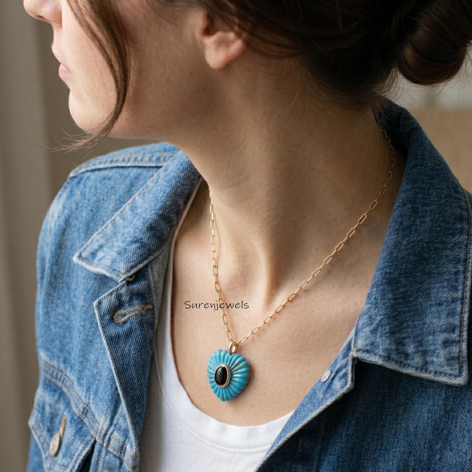 14K Gold Gemstone Fluted Heart Pendant: Designer Gemstone Heart Pendant, carved Gemstone Heart Pendant, Handmade Gemstone Hea 14K Gold Gemstone Fluted Heart Pendant: Designer Gemstone Heart Pendant, carved Gemstone Heart Pendant, Handmade Gemstone Hea