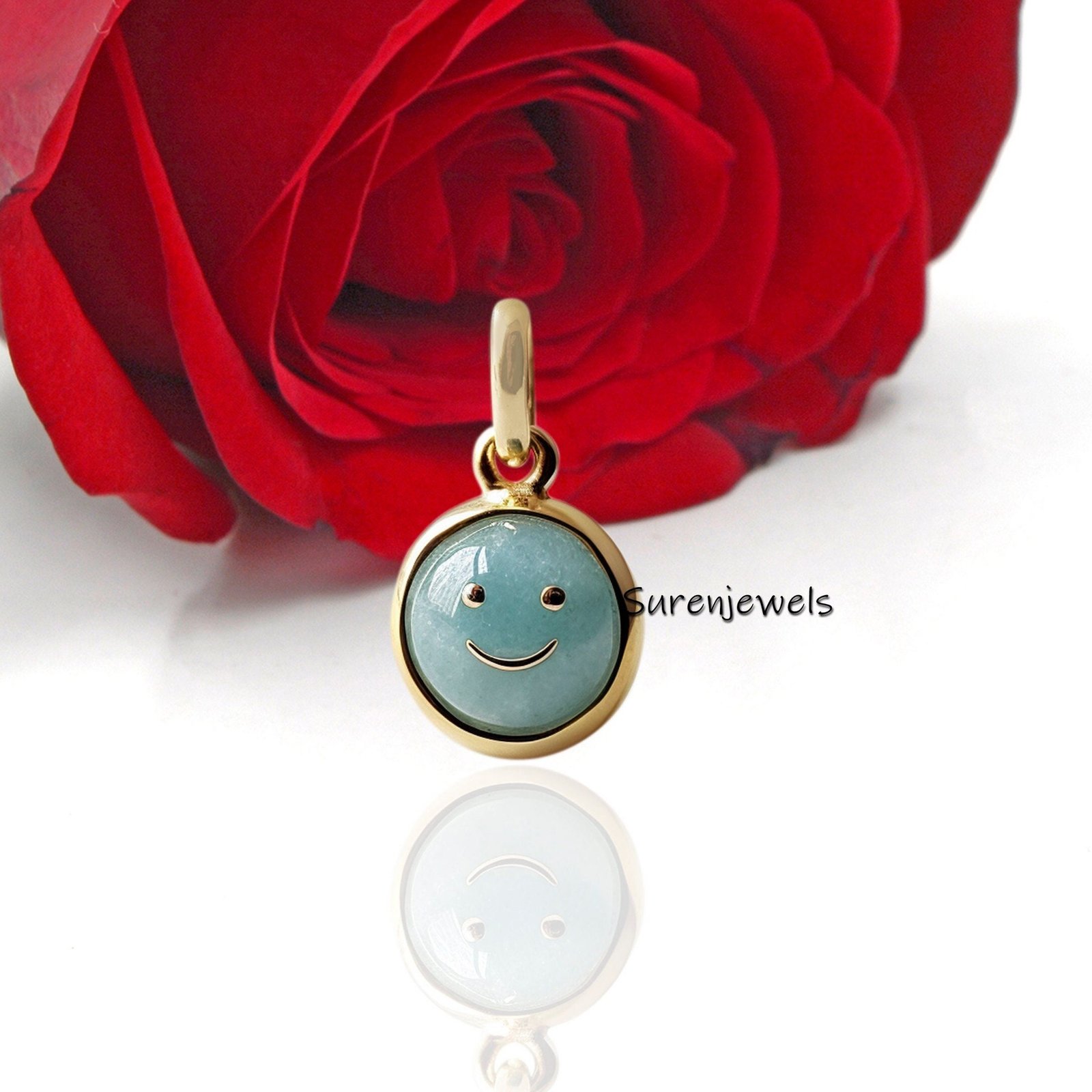 14K Gold Gemstone Happy Face Charm Pendant - Handcrafted - Suren Jewels | SKU: SJP2539-14KYG 14K Gold Gemstone Happy Face Charm Pendant - Handcrafted - Suren Jewels | SKU: SJP2539-14KYG