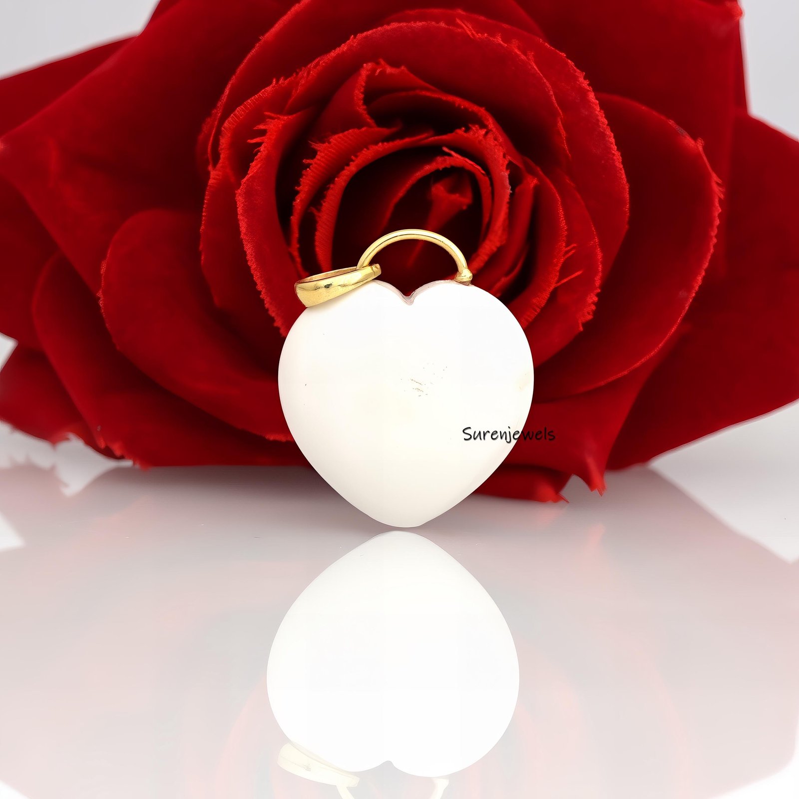 14K Gold Gemstone Heart Pendant padlock: Silver Designer Heart (35 MM) - View 4 - Suren Jewels | SKU: SJP4163-SLYGWAPCZ-35M 14K Gold Gemstone Heart Pendant padlock: Silver Designer Heart (35 MM) - View 4 - Suren Jewels | SKU: SJP4163-SLYGWAPCZ-35M