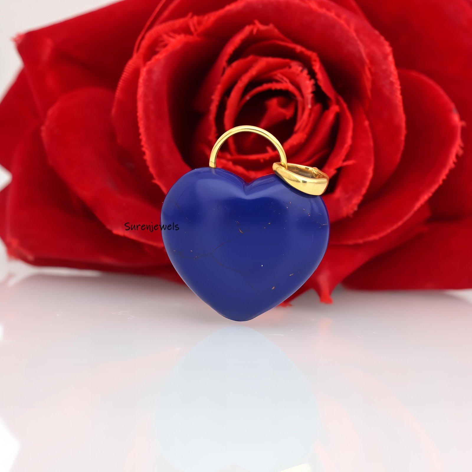 14K Gold Gemstone Heart Pendant padlock: Silver Designer Heart (35 MM) - View 7 - Suren Jewels | SKU: SJP4163-SLYGWAPCZ-35M 14K Gold Gemstone Heart Pendant padlock: Silver Designer Heart (35 MM) - View 7 - Suren Jewels | SKU: SJP4163-SLYGWAPCZ-35M