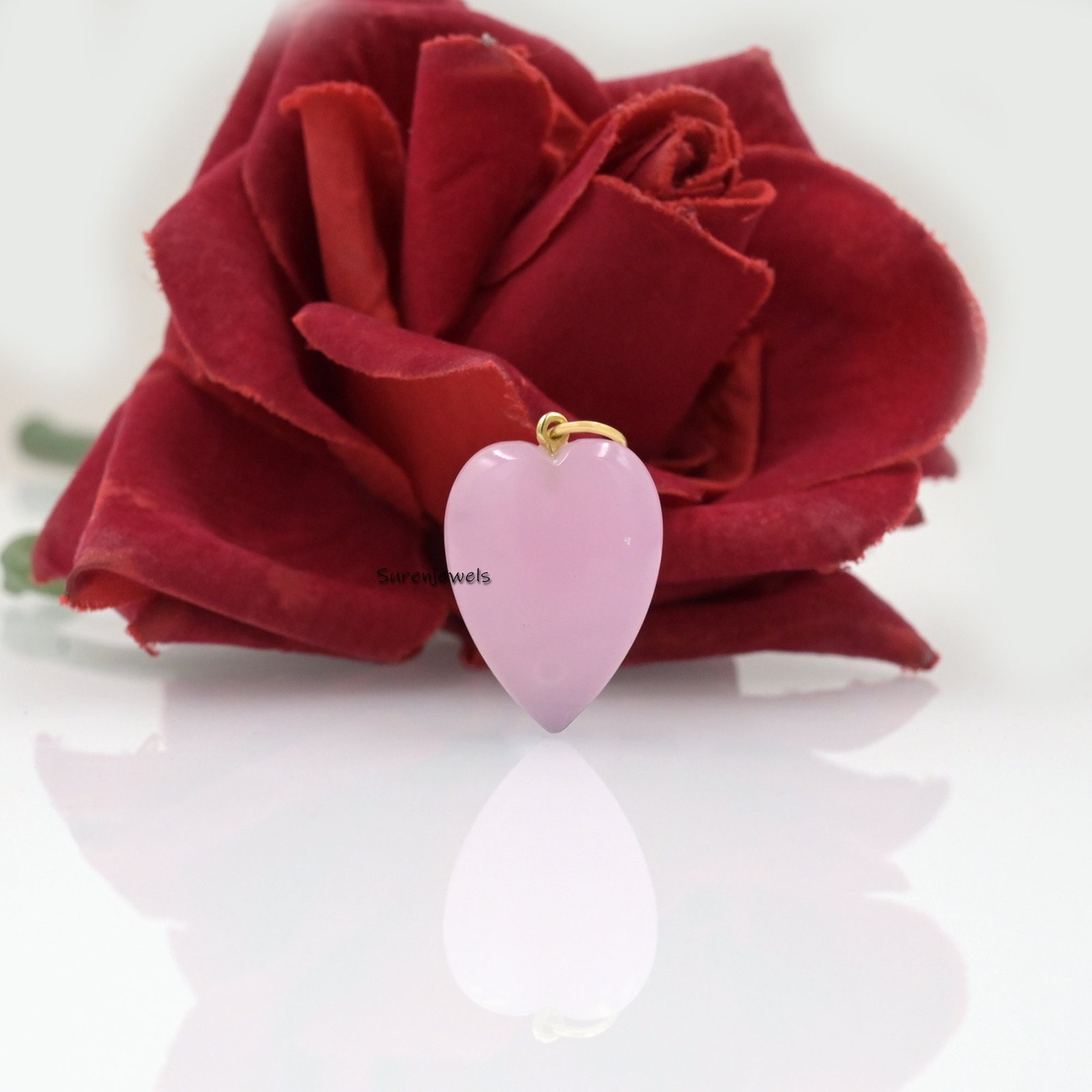 14K Gold Gemstone Heart Pendant: Turquoise, Opal, Coral, Malachite - View 7 - Suren Jewels | SKU: SJP3029-SLYGAM 14K Gold Gemstone Heart Pendant: Turquoise, Opal, Coral, Malachite - View 7 - Suren Jewels | SKU: SJP3029-SLYGAM