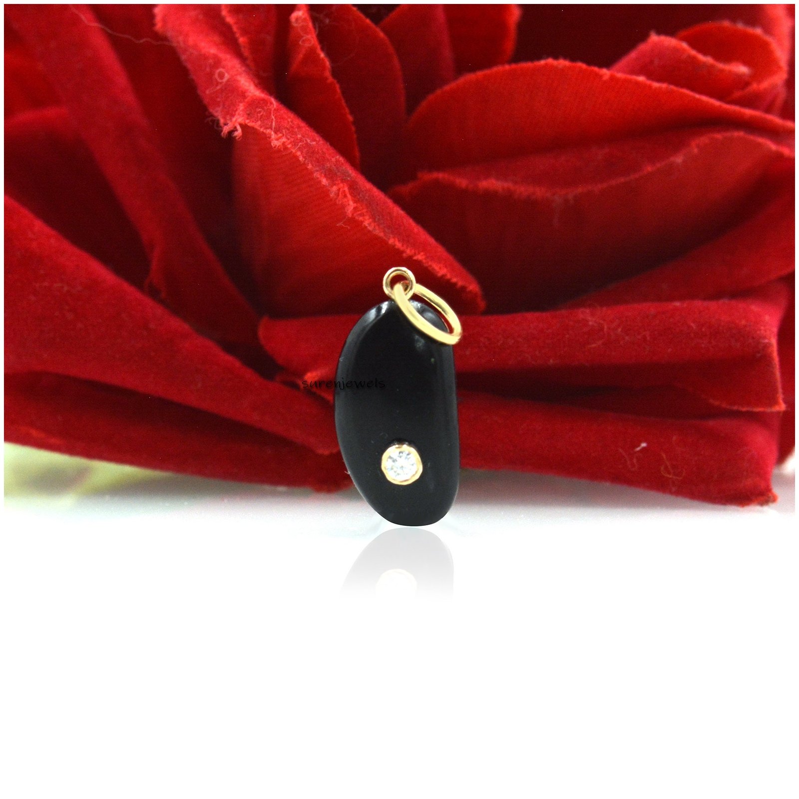 14k Gold Gemstone Kidney Bean Charm: Solid Gold Lucky Pendant - View 5 - Suren Jewels | SKU: SJP1479-9KYGBOMN 14k Gold Gemstone Kidney Bean Charm: Solid Gold Lucky Pendant - View 5 - Suren Jewels | SKU: SJP1479-9KYGBOMN