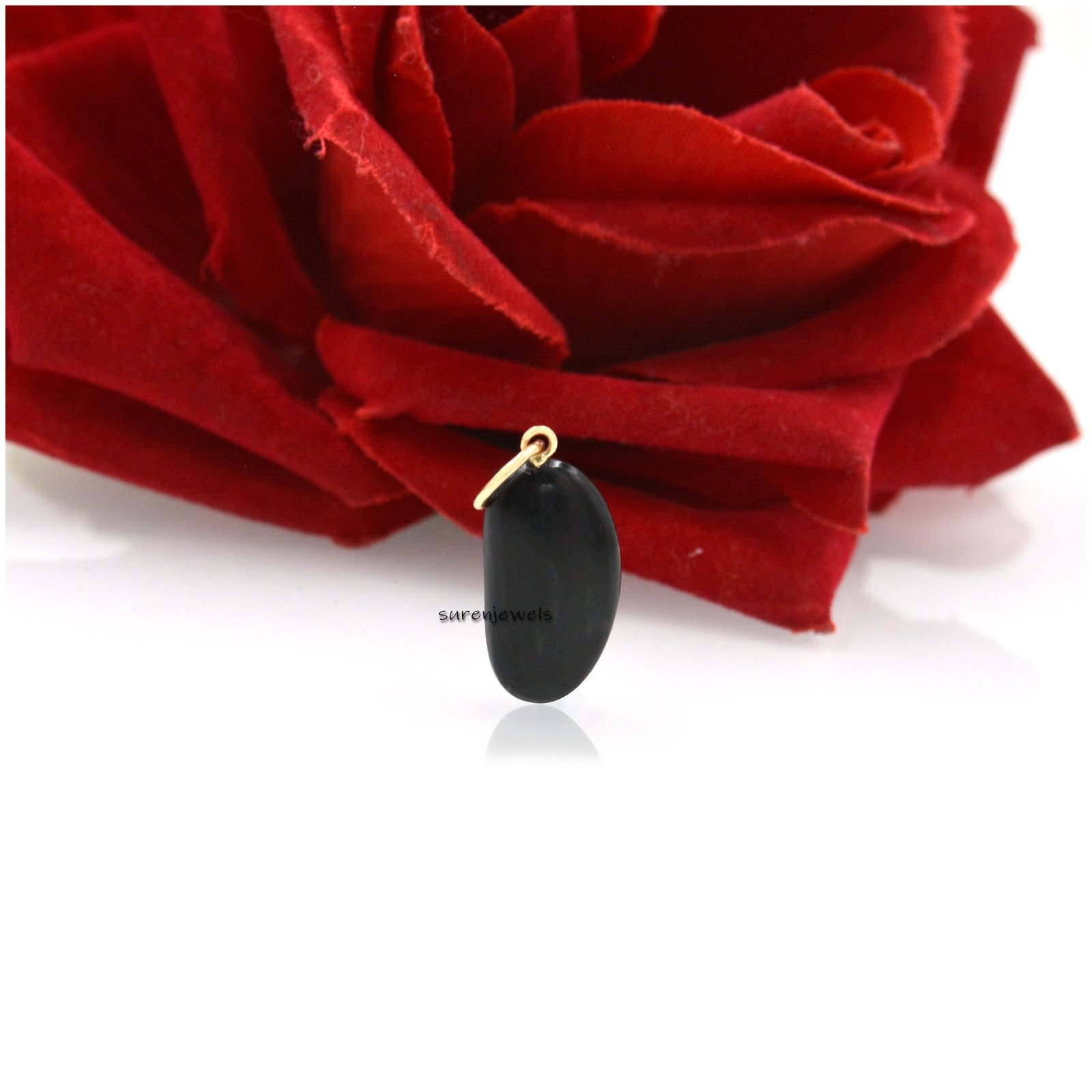 14k Gold Gemstone Kidney Bean Charm: Solid Gold Lucky Pendant - View 7 - Suren Jewels | SKU: SJP1479-9KYGBOMN 14k Gold Gemstone Kidney Bean Charm: Solid Gold Lucky Pendant - View 7 - Suren Jewels | SKU: SJP1479-9KYGBOMN