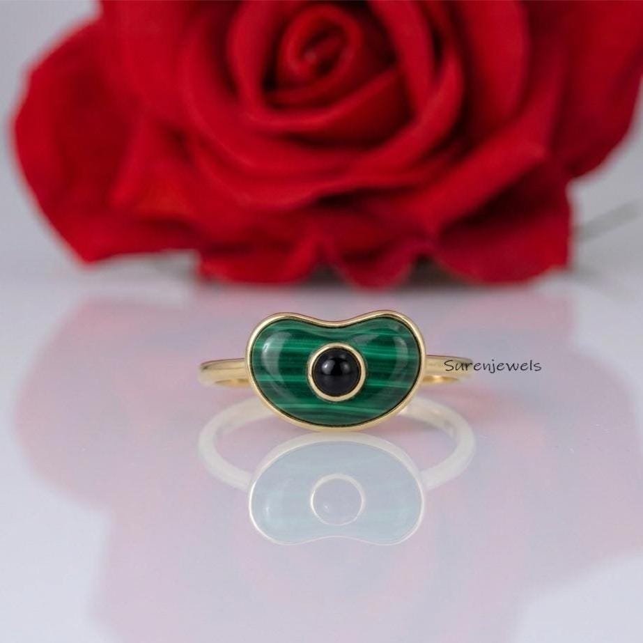 14k Gold Gemstone Kidney Bean Ring, Amazonite Bean Ring, Black Onyx Bean Ring, Gold Bean Ring, Handmade Bean Ring, Bean jewel 14k Gold Gemstone Kidney Bean Ring, Amazonite Bean Ring, Black Onyx Bean Ring, Gold Bean Ring, Handmade Bean Ring, Bean jewel