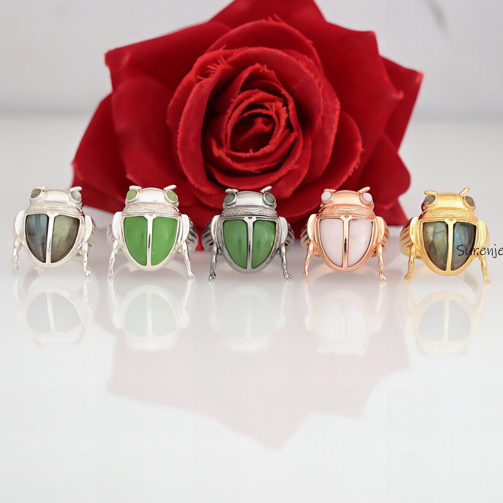 14k Gold Gemstone Scarab Beetle Ring: Egypt-Inspired Lucky Jewelry - Suren Jewels | SKU: SJR2756-SLWGMSLB-US-8,SJR,SJR2753-SL 14k Gold Gemstone Scarab Beetle Ring: Egypt-Inspired Lucky Jewelry - Suren Jewels | SKU: SJR2756-SLWGMSLB-US-8,SJR,SJR2753-SL