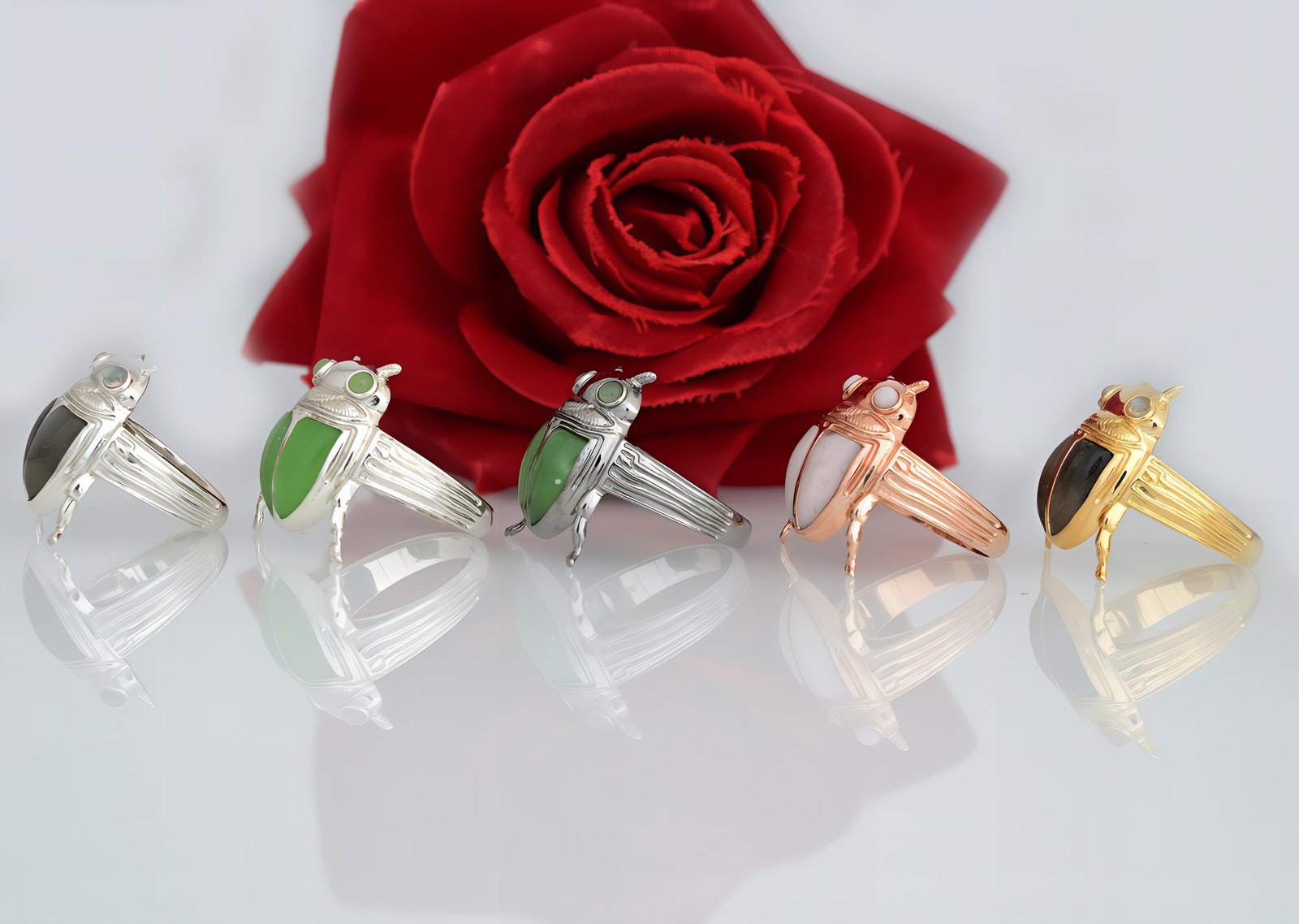 14k Gold Gemstone Scarab Beetle Ring: Egypt-Inspired Lucky Jewelry - View 4 - Suren Jewels | SKU: SJR2756-SLWGMSLB-US-8,SJR,S 14k Gold Gemstone Scarab Beetle Ring: Egypt-Inspired Lucky Jewelry - View 4 - Suren Jewels | SKU: SJR2756-SLWGMSLB-US-8,SJR,S
