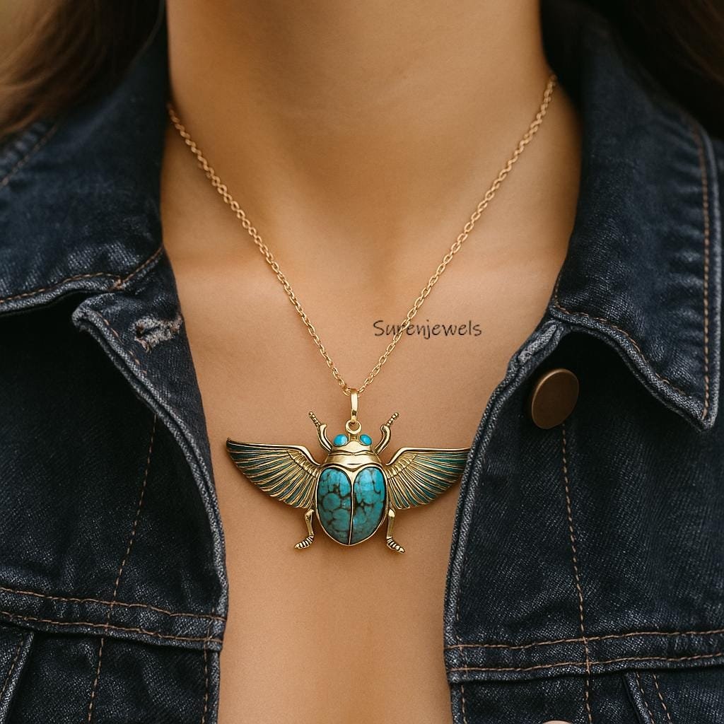 14K Gold Gemstone Scarab Pendant, Gemstone Egyptian Beetle Charm - View 4 - Suren Jewels | SKU: etsy_14k-gold-gemstone-scarab 14K Gold Gemstone Scarab Pendant, Gemstone Egyptian Beetle Charm - View 4 - Suren Jewels | SKU: etsy_14k-gold-gemstone-scarab