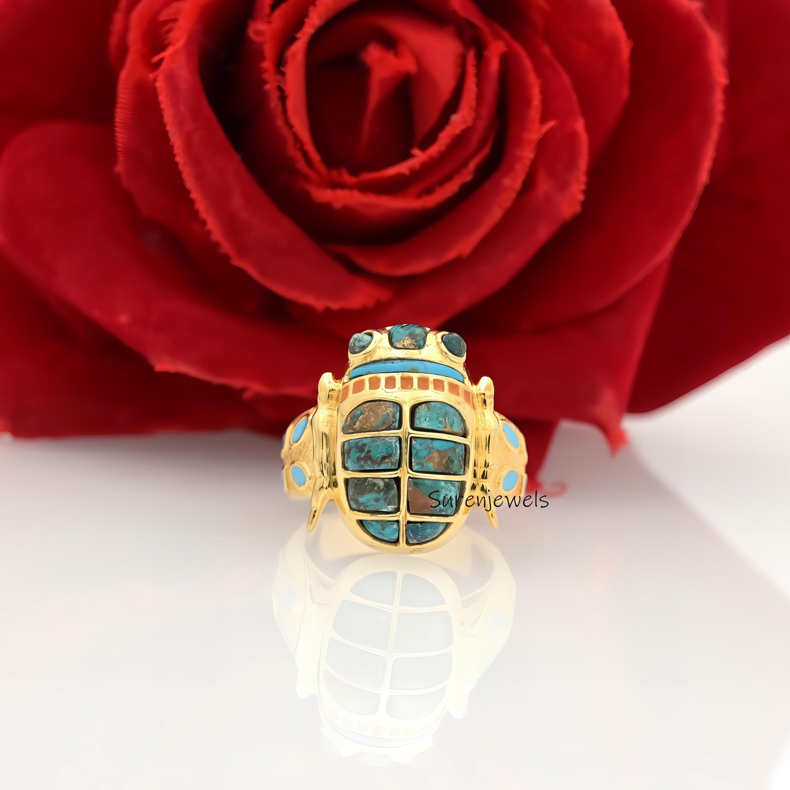 14K Gold Gemstone Scarab Ring: Hand Carved Amulet - Suren Jewels | SKU: SJR2797-SLYGTQBCZ-US-6,SJR2796-SLYGTQ-US-8,SJR2798-SL 14K Gold Gemstone Scarab Ring: Hand Carved Amulet - Suren Jewels | SKU: SJR2797-SLYGTQBCZ-US-6,SJR2796-SLYGTQ-US-8,SJR2798-SL