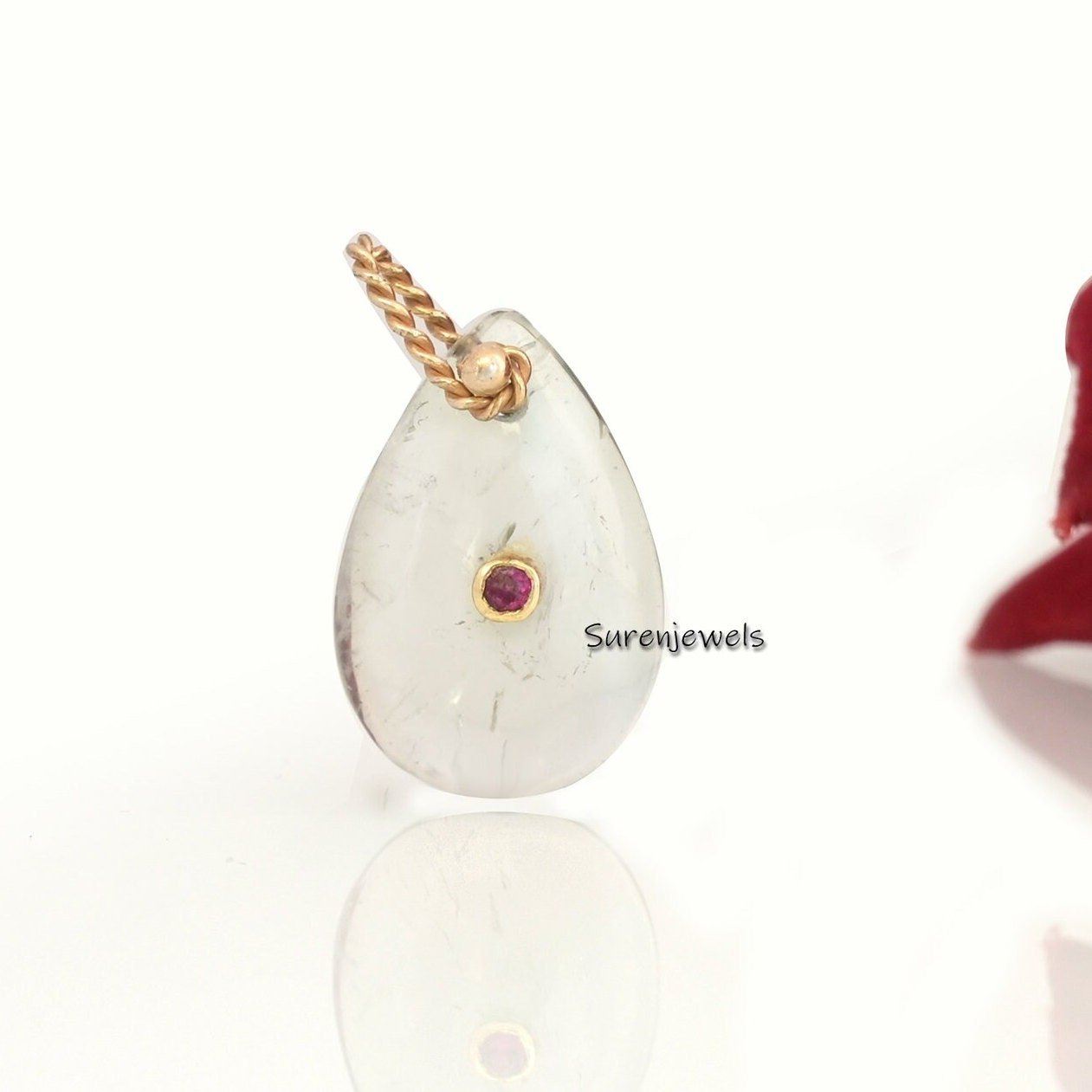 14K Gold Gemstone Teardrop Pendant Charm - View 2 - Suren Jewels | SKU: SJP4177-SLYGMSTQ-25M 14K Gold Gemstone Teardrop Pendant Charm - View 2 - Suren Jewels | SKU: SJP4177-SLYGMSTQ-25M
