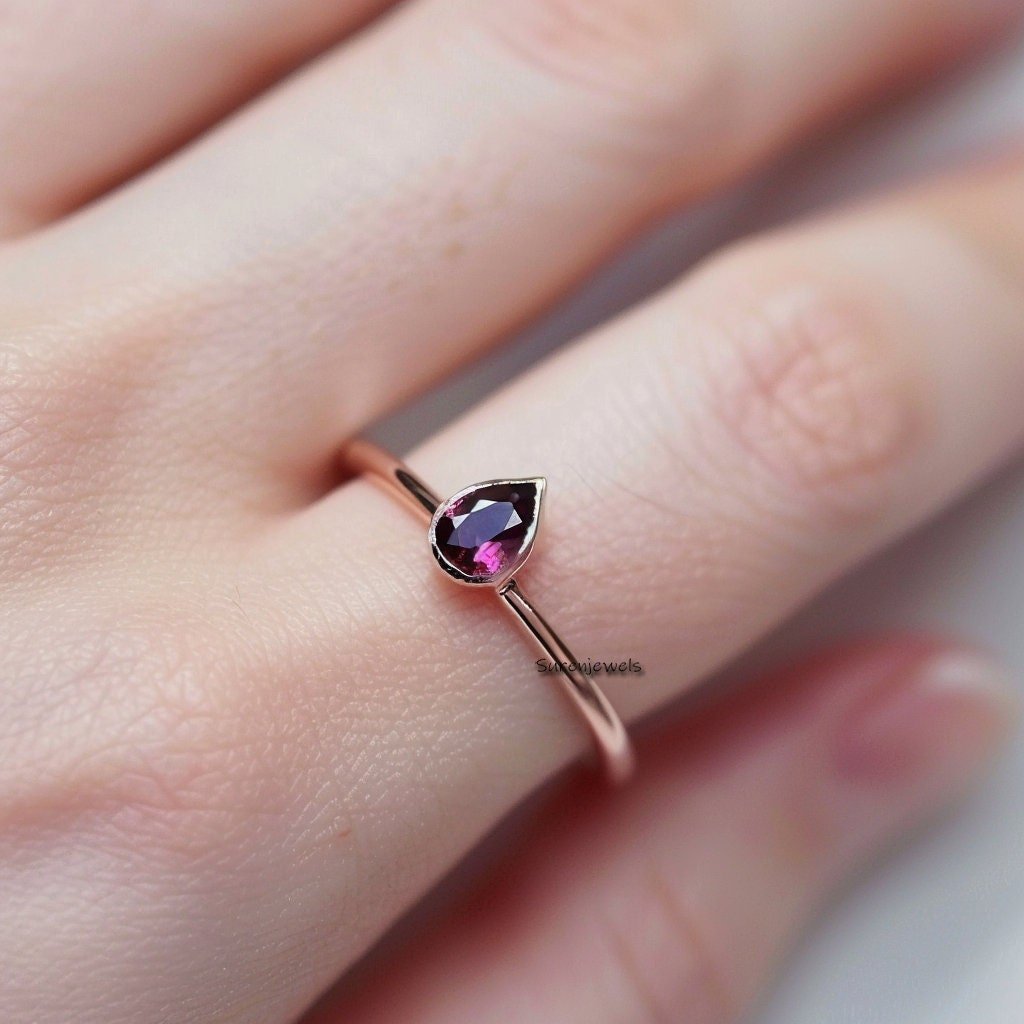 14k Gold Gemstone Teardrop Ring: Pear Shape - Suren Jewels | SKU: SJR2568 14k Gold Gemstone Teardrop Ring: Pear Shape - Suren Jewels | SKU: SJR2568