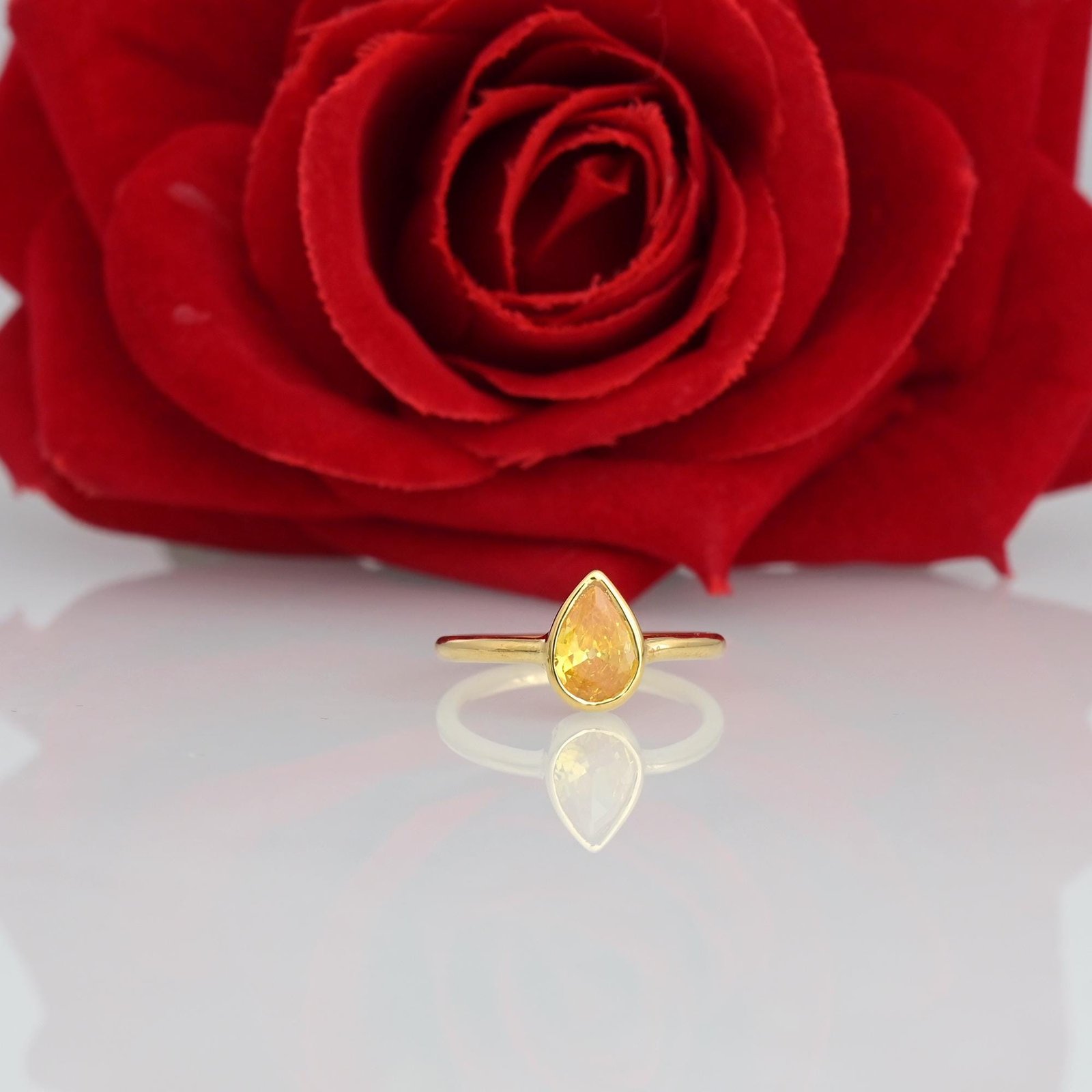 14k Gold Gemstone Teardrop Ring: Pear Shape - View 2 - Suren Jewels | SKU: SJR2568 14k Gold Gemstone Teardrop Ring: Pear Shape - View 2 - Suren Jewels | SKU: SJR2568