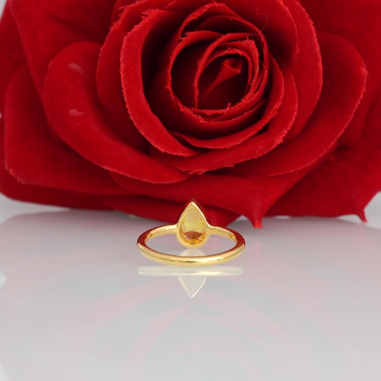 14k Gold Gemstone Teardrop Ring: Pear Shape - View 4 - Suren Jewels | SKU: SJR2568 14k Gold Gemstone Teardrop Ring: Pear Shape - View 4 - Suren Jewels | SKU: SJR2568