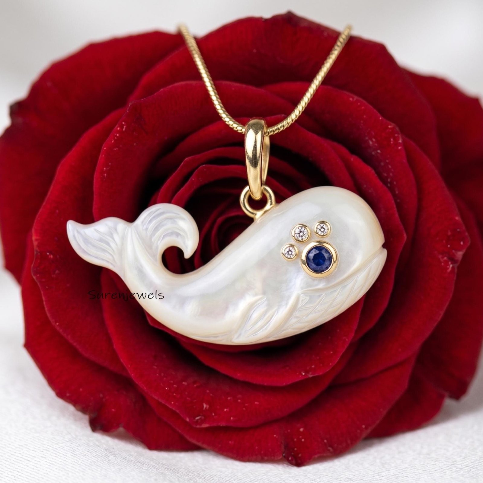 14K Gold Gemstone Whale Pendant, Ocean Jewelry, Nautical Necklace Charm, Sea Life Gift, Marine Animal Jewelry, Ocean-Themed C 14K Gold Gemstone Whale Pendant, Ocean Jewelry, Nautical Necklace Charm, Sea Life Gift, Marine Animal Jewelry, Ocean-Themed C