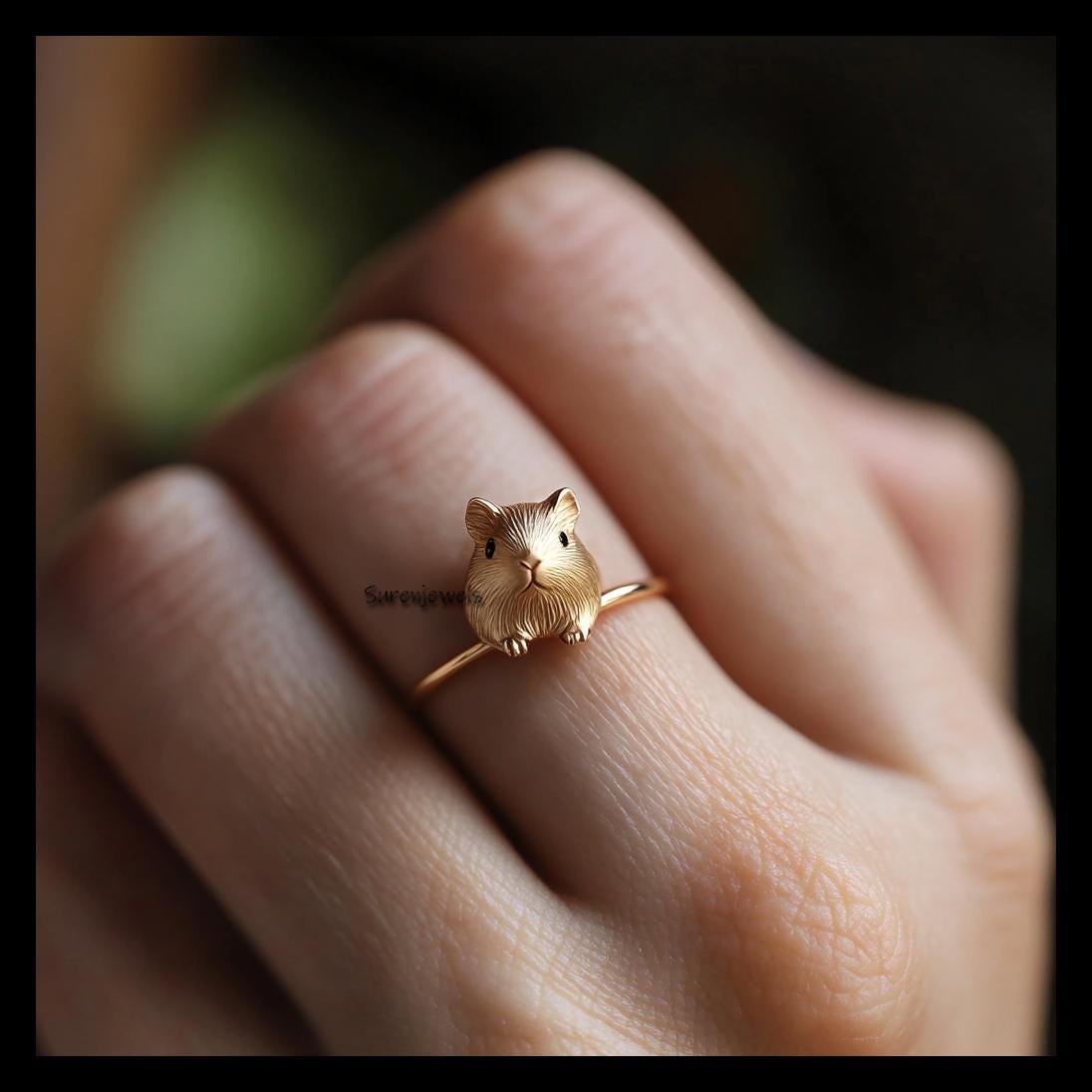 14k Gold Hamster Ring: Dainty Animal Jewelry - Suren Jewels | SKU: SJR,SJR3028-SLYGBKCZ-US-10,SJR3035-SLYG-US-5 14k Gold Hamster Ring: Dainty Animal Jewelry - Suren Jewels | SKU: SJR,SJR3028-SLYGBKCZ-US-10,SJR3035-SLYG-US-5