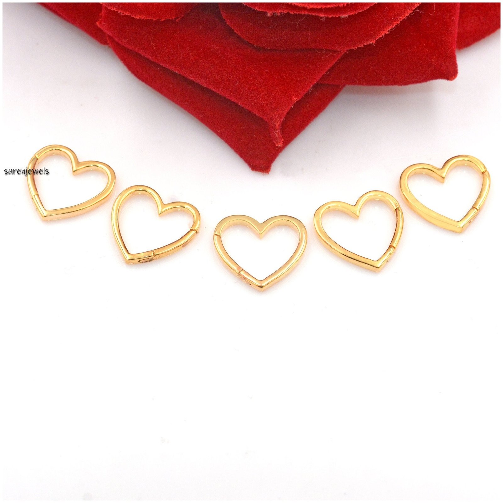 14k Gold Heart Charm Holder: Multi Charm Lock Enhancer - View 2 - Suren Jewels | SKU: SJP536-14KYG-N47-18I 14k Gold Heart Charm Holder: Multi Charm Lock Enhancer - View 2 - Suren Jewels | SKU: SJP536-14KYG-N47-18I