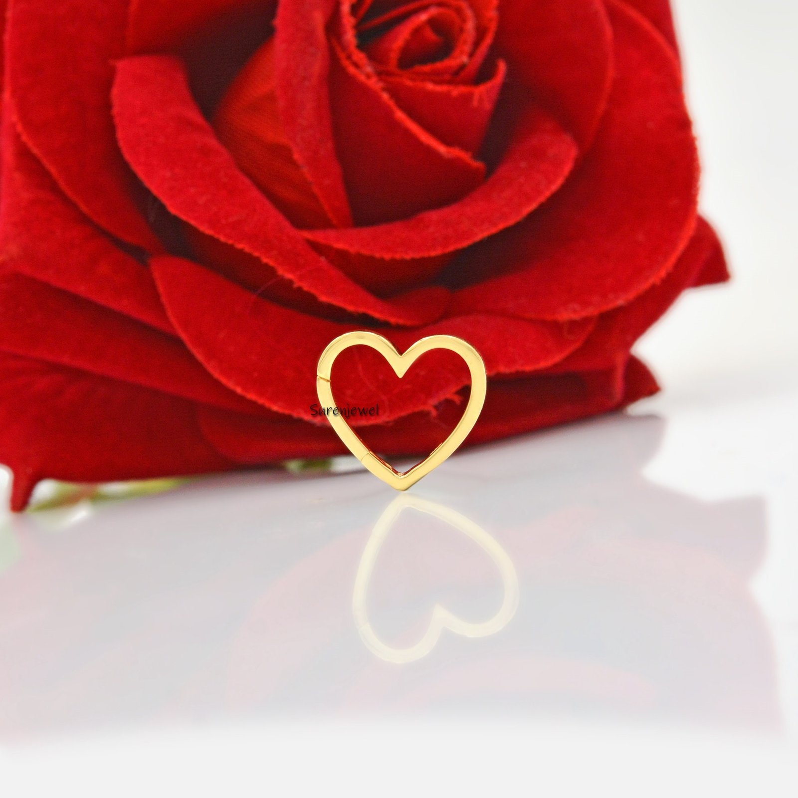 14k Gold Heart Charm Holder: Multi Charm Lock Enhancer - View 5 - Suren Jewels | SKU: SJP536-14KYG-N47-18I 14k Gold Heart Charm Holder: Multi Charm Lock Enhancer - View 5 - Suren Jewels | SKU: SJP536-14KYG-N47-18I