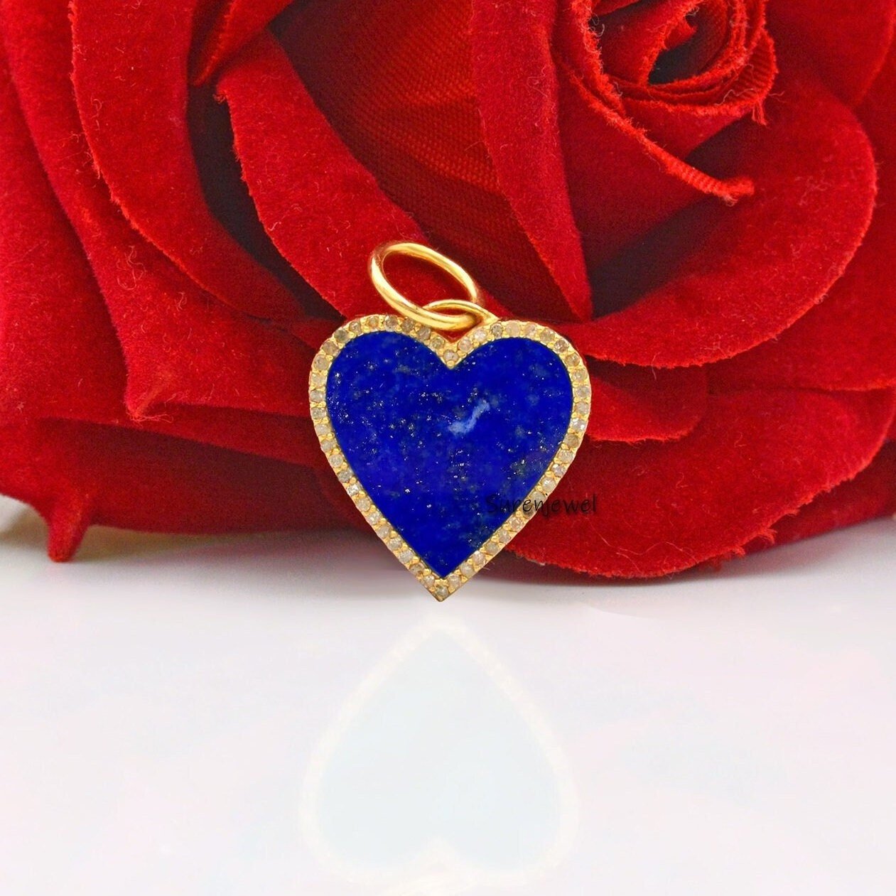 14K Gold Heart Pendant: Malachite, Coral, Crystal Gemstone Charm - Suren Jewels | SKU: SJP1018-SLYGMC 14K Gold Heart Pendant: Malachite, Coral, Crystal Gemstone Charm - Suren Jewels | SKU: SJP1018-SLYGMC