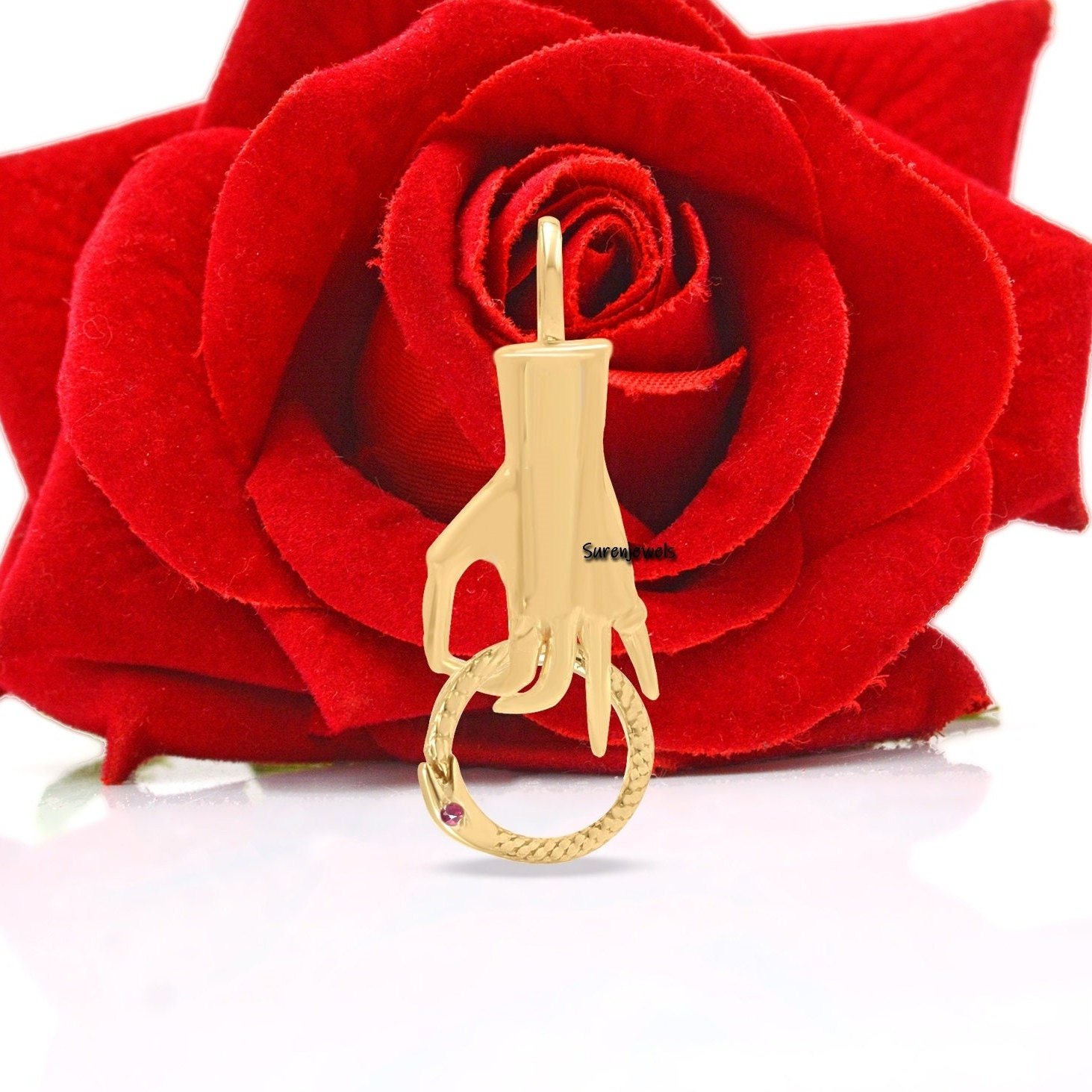 14k Gold Helping Hand Charm Holder: Figa Hand Pendant - Suren Jewels | SKU: SJP1196-SLYGDI 14k Gold Helping Hand Charm Holder: Figa Hand Pendant - Suren Jewels | SKU: SJP1196-SLYGDI