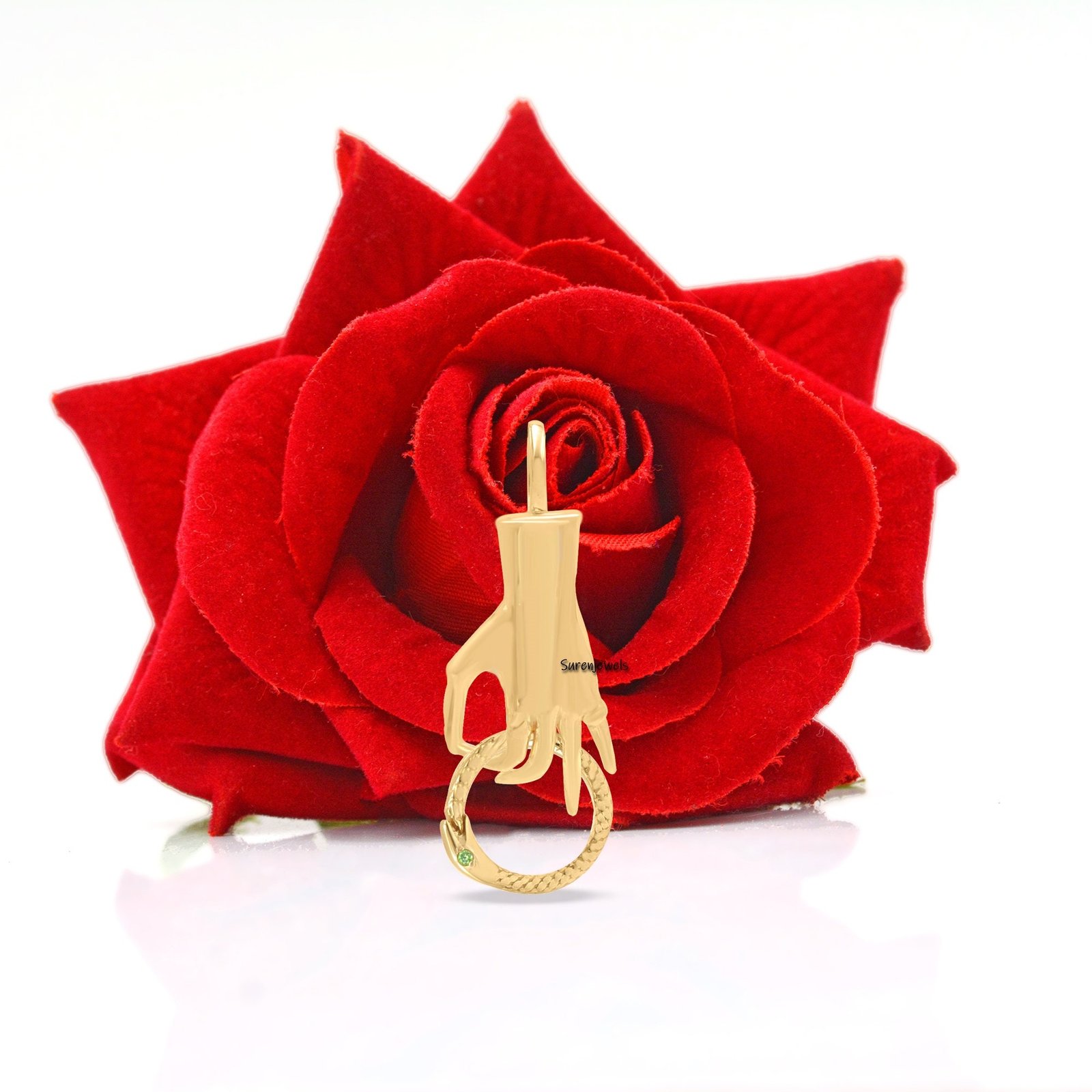 14k Gold Helping Hand Charm Holder: Figa Hand Pendant - View 4 - Suren Jewels | SKU: SJP1196-SLYGDI 14k Gold Helping Hand Charm Holder: Figa Hand Pendant - View 4 - Suren Jewels | SKU: SJP1196-SLYGDI