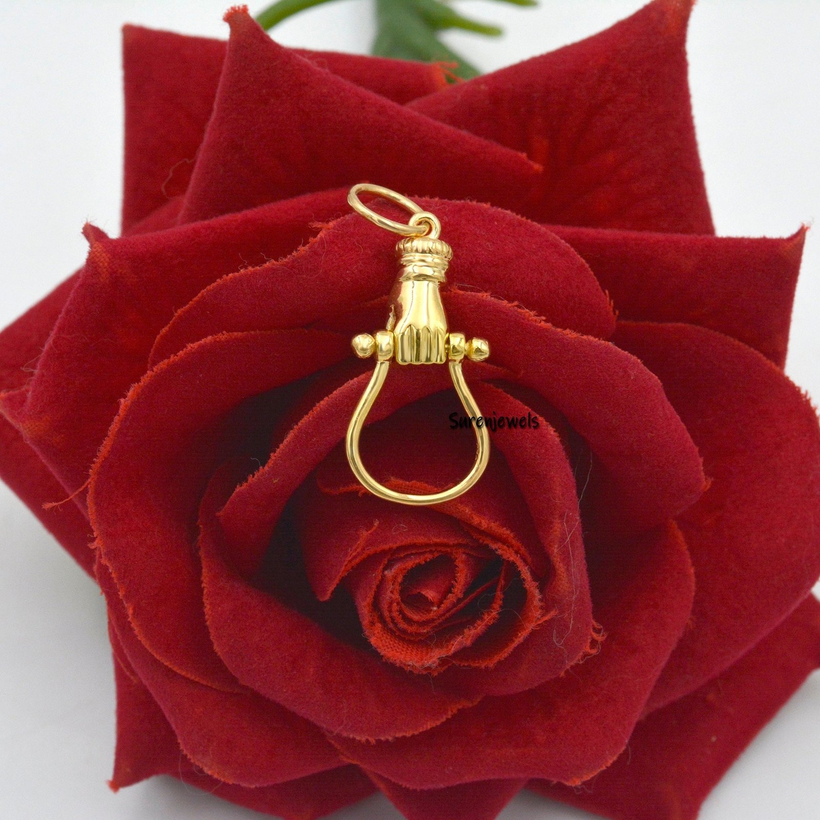 14k Gold Helping Hand Figa Charm Holder, Figa Pendant Connector, Hand Charm Holder, Jewelry Connector, Figa Charm Holder - Su 14k Gold Helping Hand Figa Charm Holder, Figa Pendant Connector, Hand Charm Holder, Jewelry Connector, Figa Charm Holder - Su