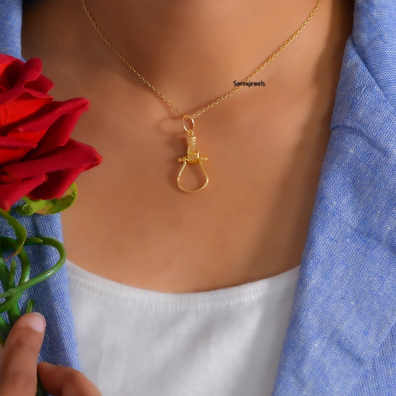 14k Gold Helping Hand Figa Charm Holder, Figa Pendant Connector, Hand Charm Holder, Jewelry Connector, Figa Charm Holder - Vi 14k Gold Helping Hand Figa Charm Holder, Figa Pendant Connector, Hand Charm Holder, Jewelry Connector, Figa Charm Holder - Vi