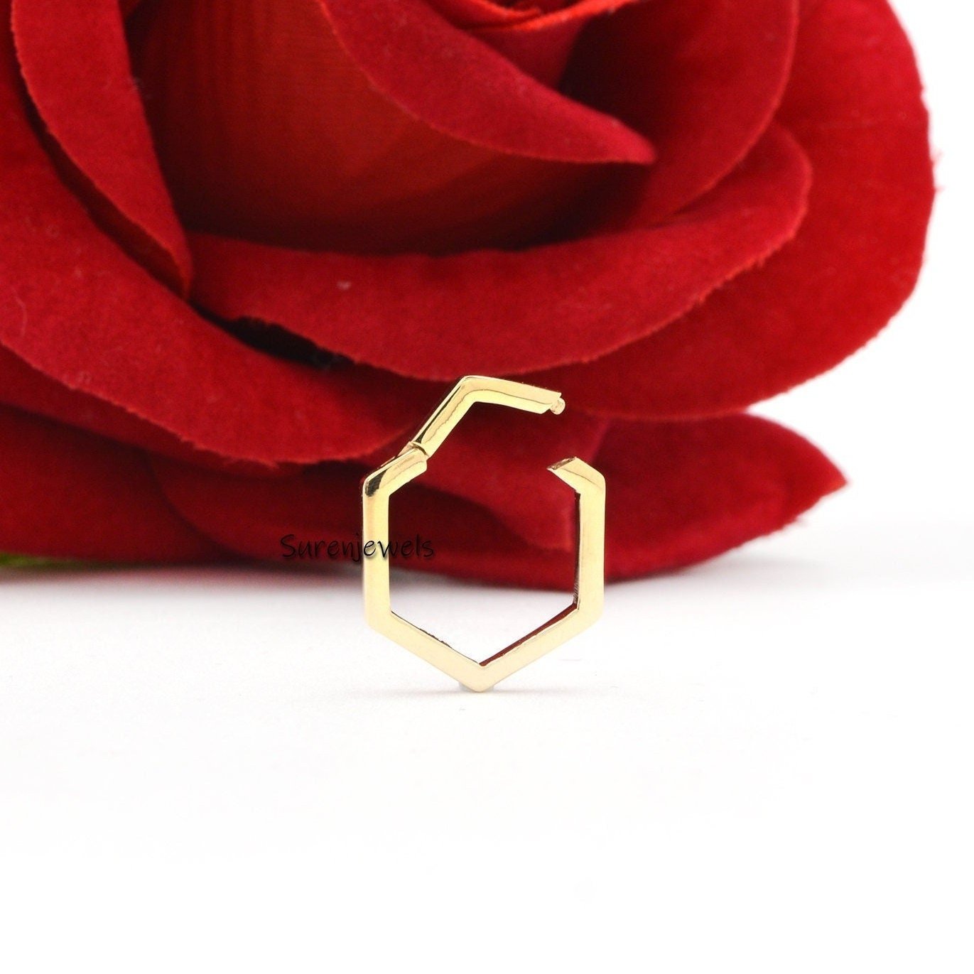 14K Gold Hexagon Charm Enhancer: Multi-Charm Holder, Link Clasp - Suren Jewels | SKU: SJP449-14KYG 14K Gold Hexagon Charm Enhancer: Multi-Charm Holder, Link Clasp - Suren Jewels | SKU: SJP449-14KYG