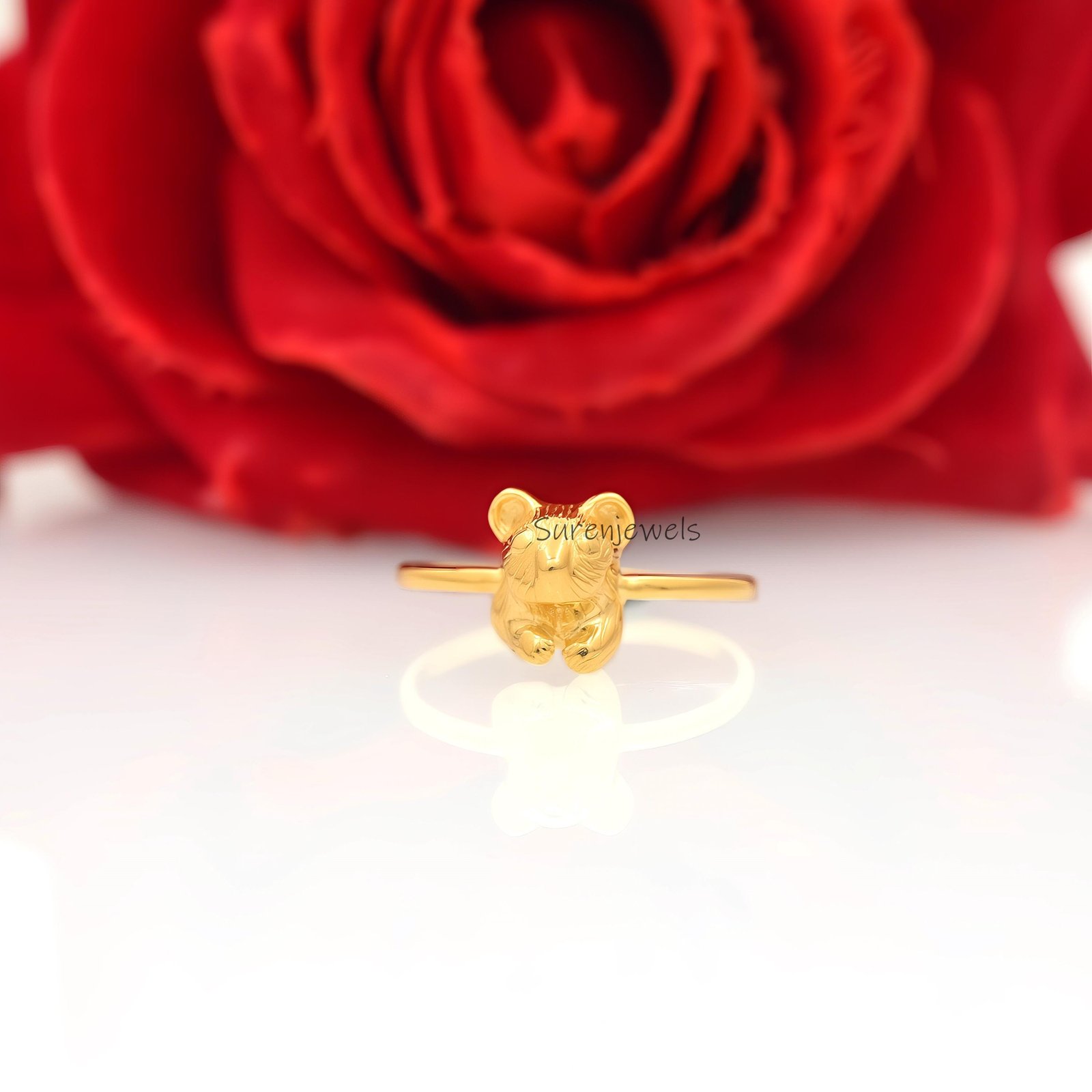 14k Gold Koala Ring: Dainty Animal Jewelry - View 3 - Suren Jewels | SKU: sJR3005-SLYGBKCZ-US-4,SJR2919-SLRG-US-8 14k Gold Koala Ring: Dainty Animal Jewelry - View 3 - Suren Jewels | SKU: sJR3005-SLYGBKCZ-US-4,SJR2919-SLRG-US-8