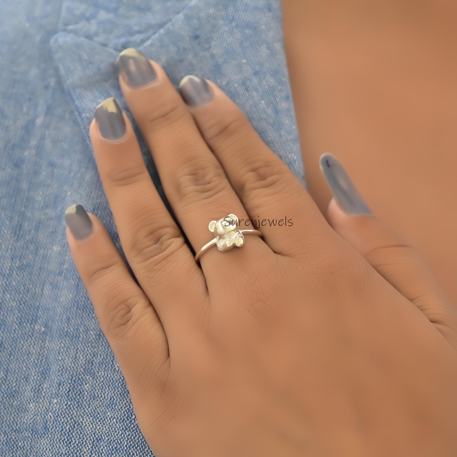 14k Gold Koala Ring: Dainty Animal Jewelry - View 6 - Suren Jewels | SKU: sJR3005-SLYGBKCZ-US-4,SJR2919-SLRG-US-8 14k Gold Koala Ring: Dainty Animal Jewelry - View 6 - Suren Jewels | SKU: sJR3005-SLYGBKCZ-US-4,SJR2919-SLRG-US-8