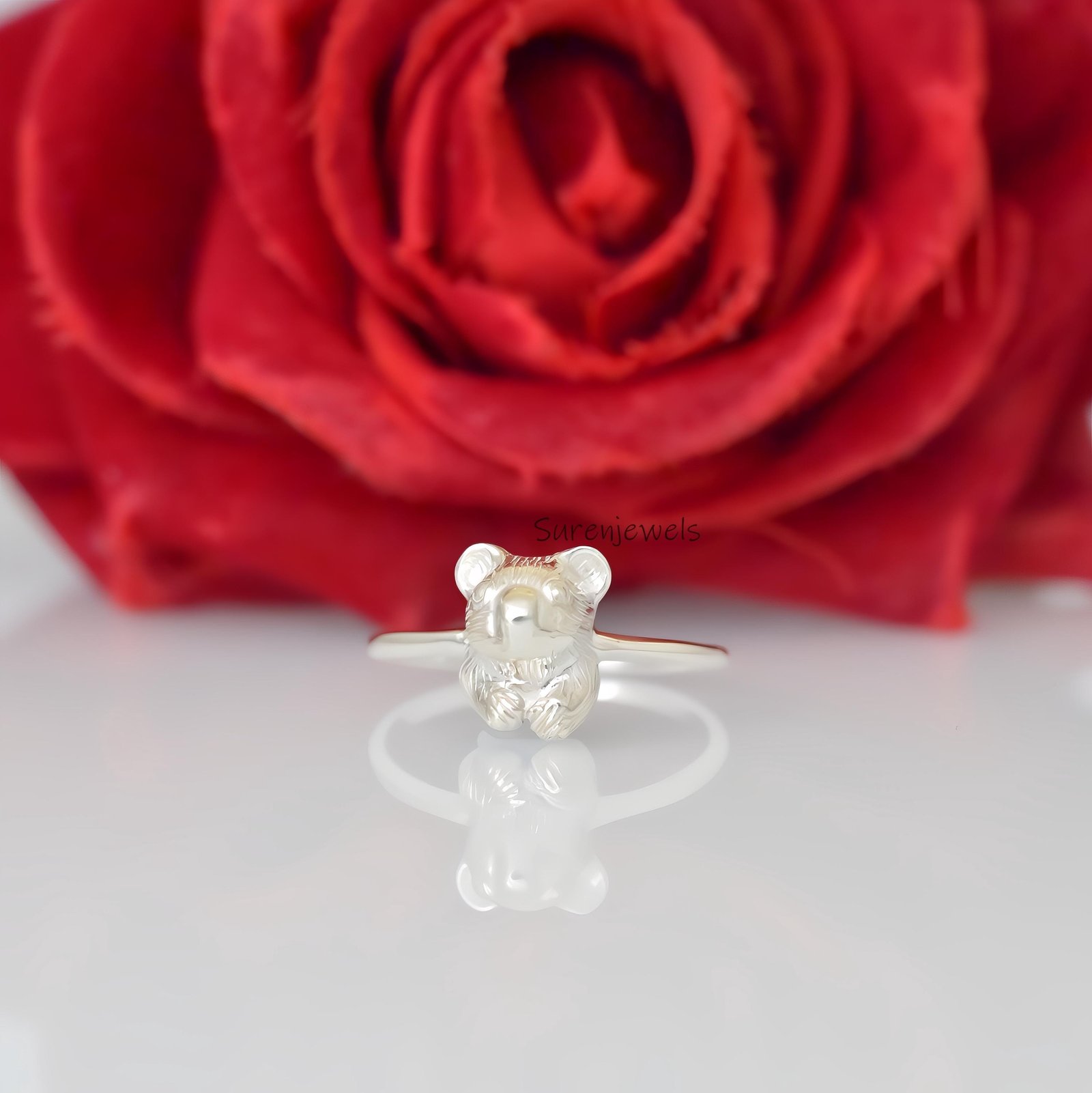 14k Gold Koala Ring: Dainty Animal Jewelry - View 7 - Suren Jewels | SKU: sJR3005-SLYGBKCZ-US-4,SJR2919-SLRG-US-8 14k Gold Koala Ring: Dainty Animal Jewelry - View 7 - Suren Jewels | SKU: sJR3005-SLYGBKCZ-US-4,SJR2919-SLRG-US-8