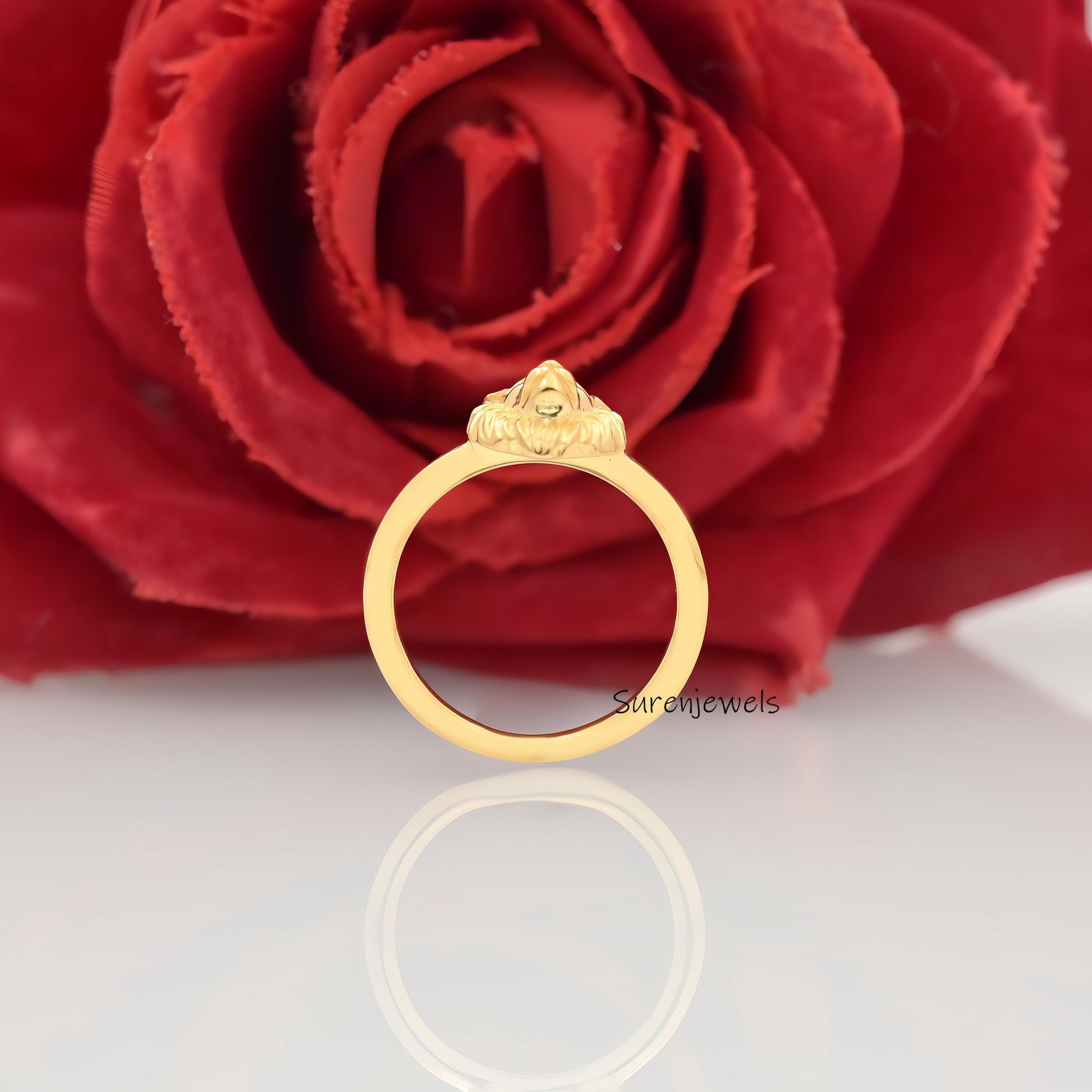 14k Gold Lion Head Ring: Dainty Animal Jewelry - View 5 - Suren Jewels | SKU: SJR2923 14k Gold Lion Head Ring: Dainty Animal Jewelry - View 5 - Suren Jewels | SKU: SJR2923