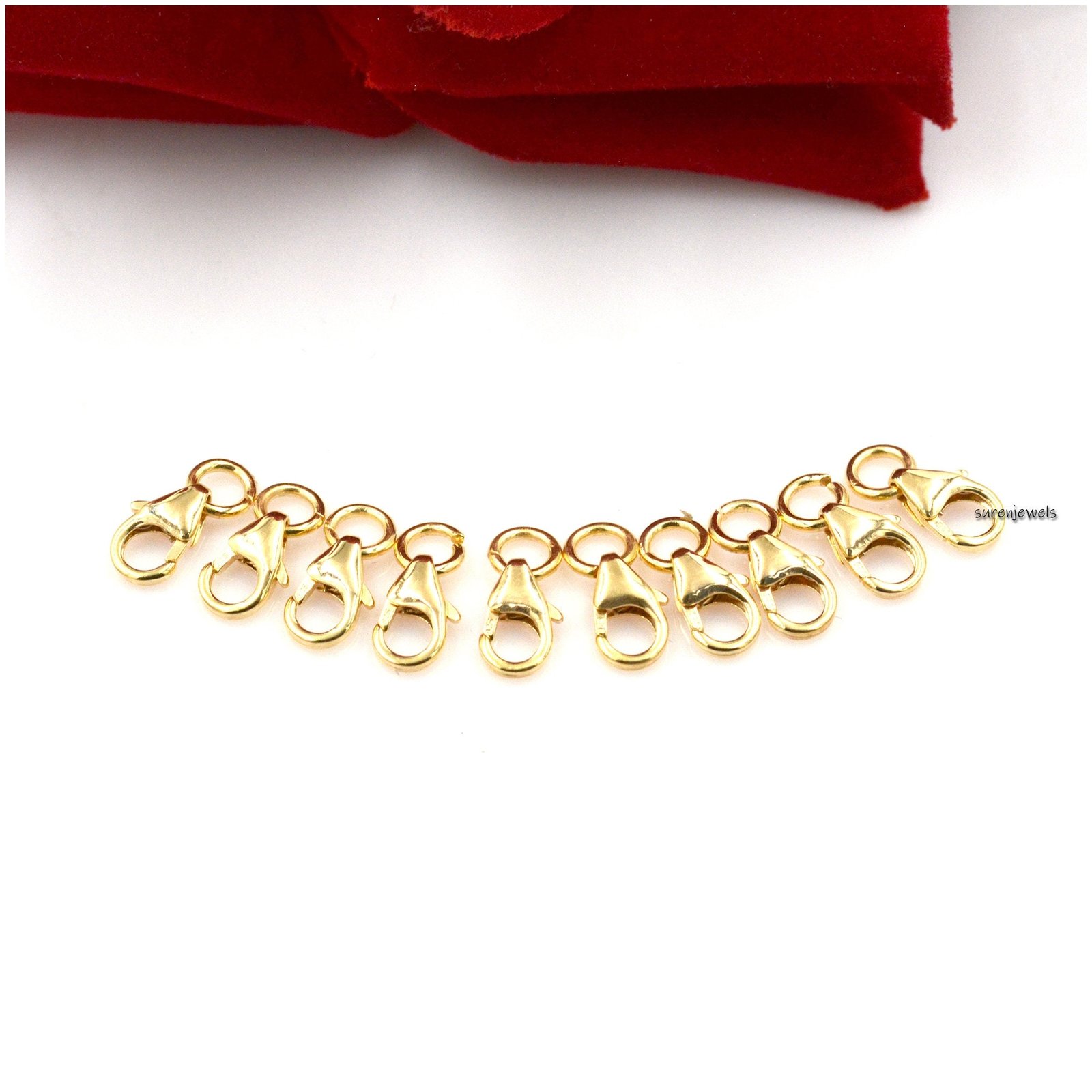 14K Gold Lobster Clasp: Solid Gold Enhancer Lock, 8mm - View 2 - Suren Jewels | SKU: SJF202-SLYG 14K Gold Lobster Clasp: Solid Gold Enhancer Lock, 8mm - View 2 - Suren Jewels | SKU: SJF202-SLYG
