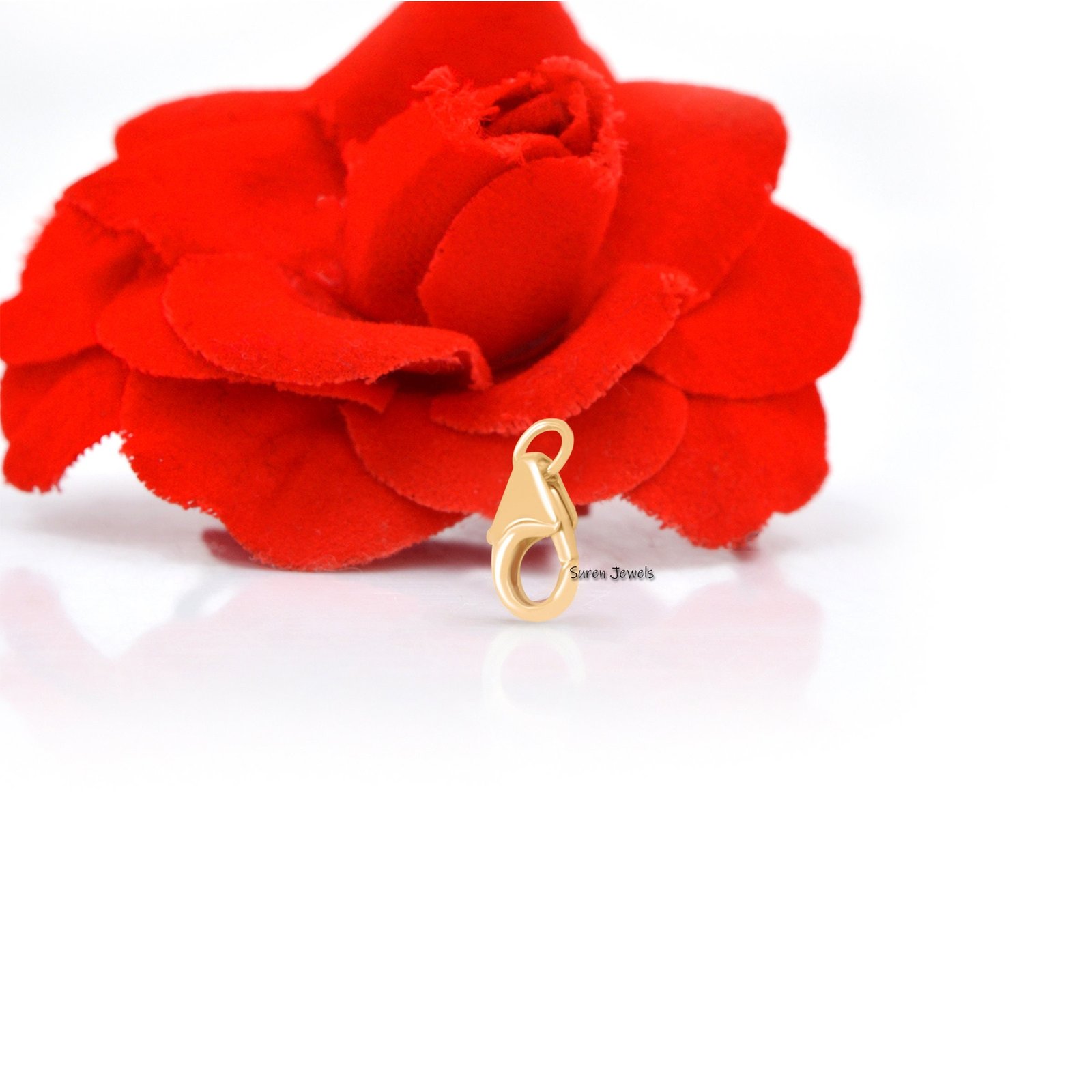 14K Gold Lobster Clasp: Solid Gold Enhancer Lock, 8mm - View 4 - Suren Jewels | SKU: SJF202-SLYG 14K Gold Lobster Clasp: Solid Gold Enhancer Lock, 8mm - View 4 - Suren Jewels | SKU: SJF202-SLYG