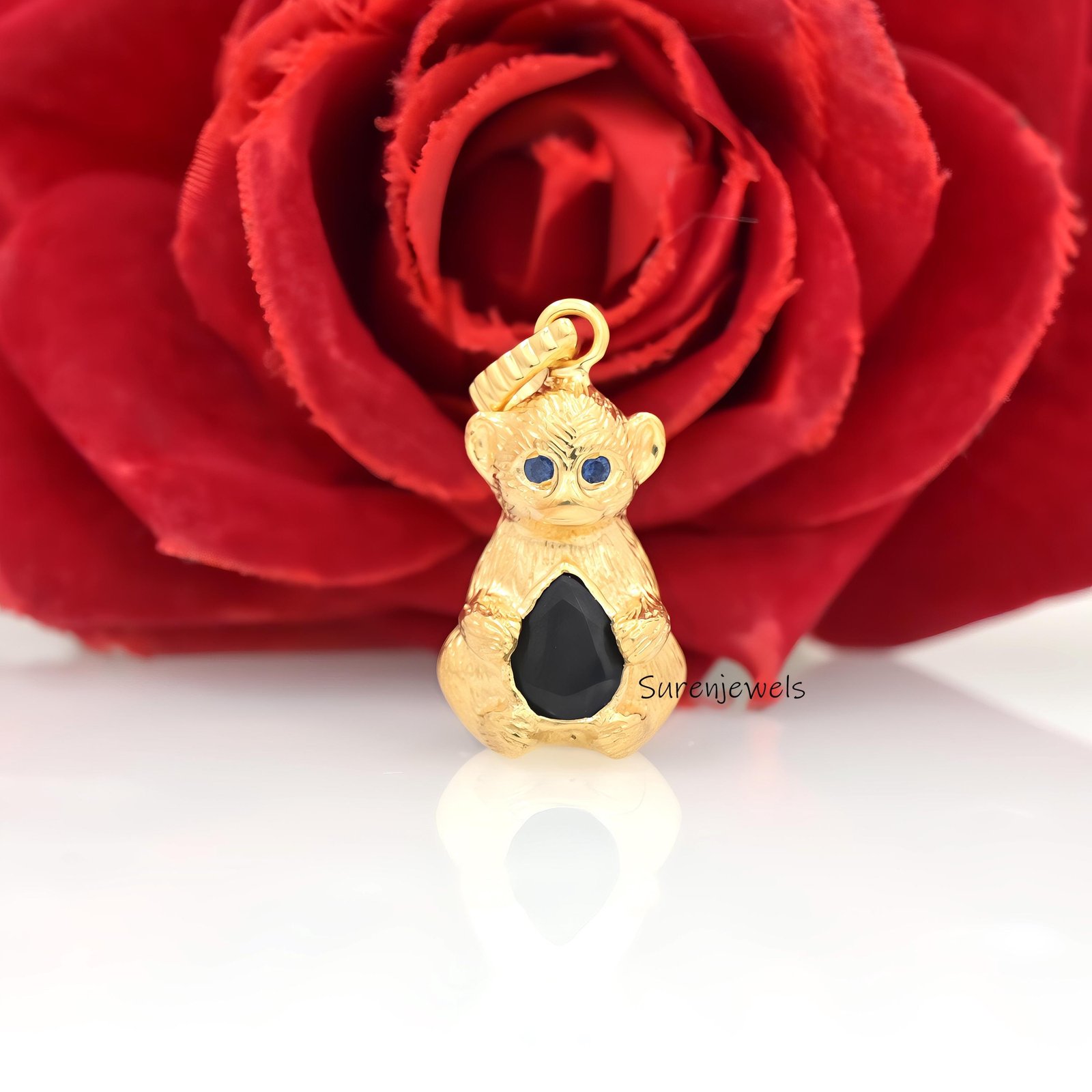 14k Gold Monkey Pendant with Gemstone: Carved Animal Jewelry - View 5 - Suren Jewels | SKU: SJP4943-SLYGBCZ-20M,SJP4923-SLYGB 14k Gold Monkey Pendant with Gemstone: Carved Animal Jewelry - View 5 - Suren Jewels | SKU: SJP4943-SLYGBCZ-20M,SJP4923-SLYGB