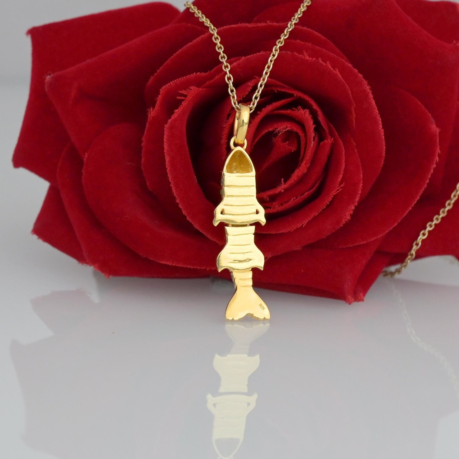 14k Gold Moveable Fish Pendant: Multi Stone Fish Pendant - View 6 - Suren Jewels | SKU: SJP6187-SLYGRUCZ-30M 14k Gold Moveable Fish Pendant: Multi Stone Fish Pendant - View 6 - Suren Jewels | SKU: SJP6187-SLYGRUCZ-30M