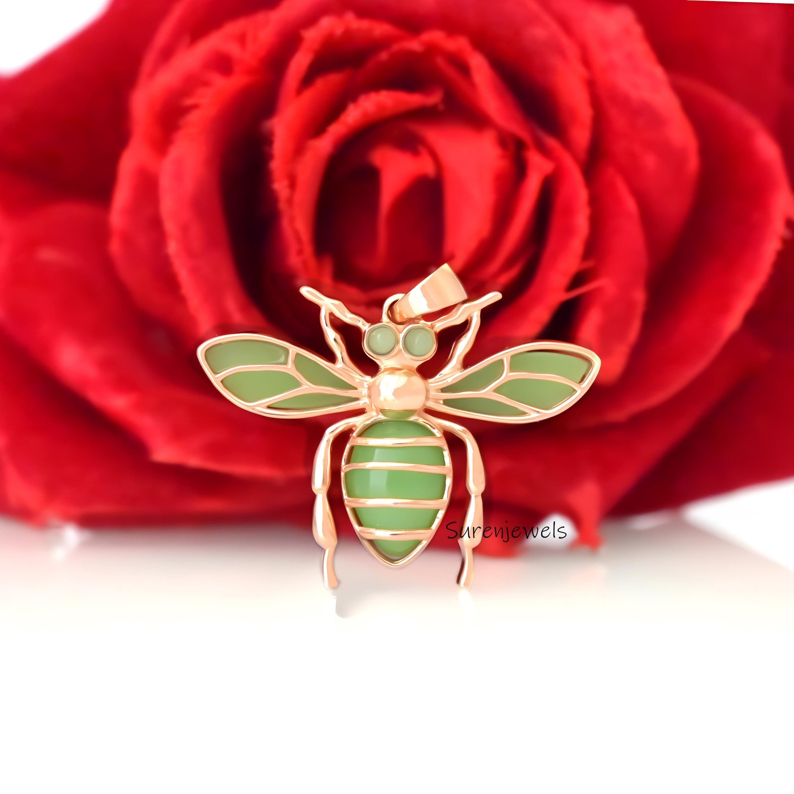 14k Gold Opal Honey Bee Pendant: Dainty Gemstone Bee Charm - View 2 - Suren Jewels | SKU: SJP4623-SLYGOPCZ-25M,SJP4496-SLNSEO 14k Gold Opal Honey Bee Pendant: Dainty Gemstone Bee Charm - View 2 - Suren Jewels | SKU: SJP4623-SLYGOPCZ-25M,SJP4496-SLNSEO