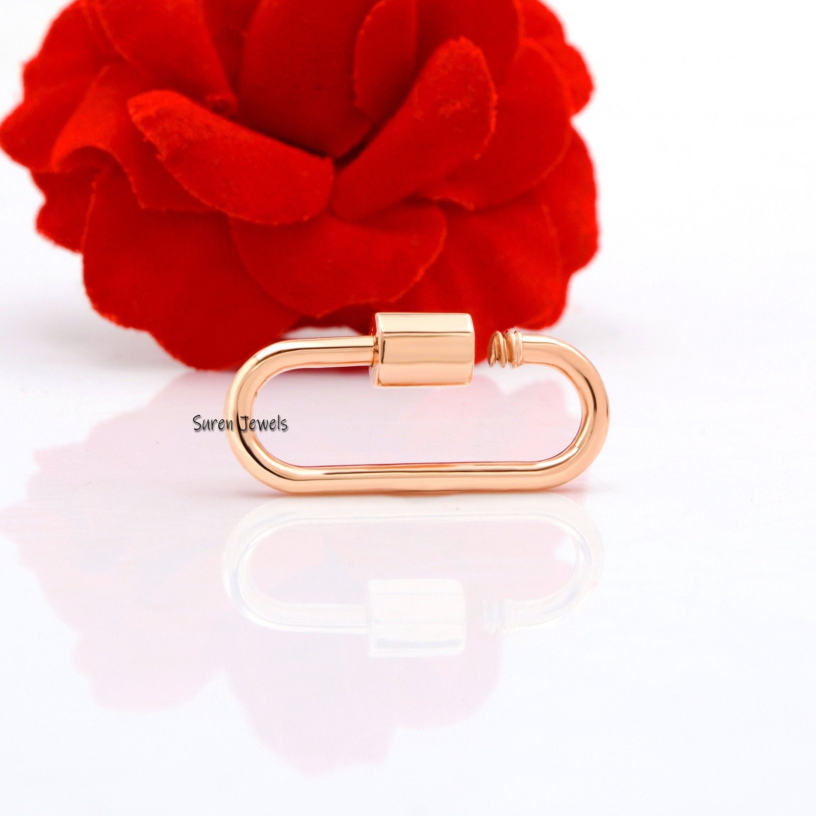 14K Gold Oval Carabiner Lock: Solid Gold Pendant (25X11 MM) - Suren Jewels | SKU: SJC130-9KYG-25M 14K Gold Oval Carabiner Lock: Solid Gold Pendant (25X11 MM) - Suren Jewels | SKU: SJC130-9KYG-25M