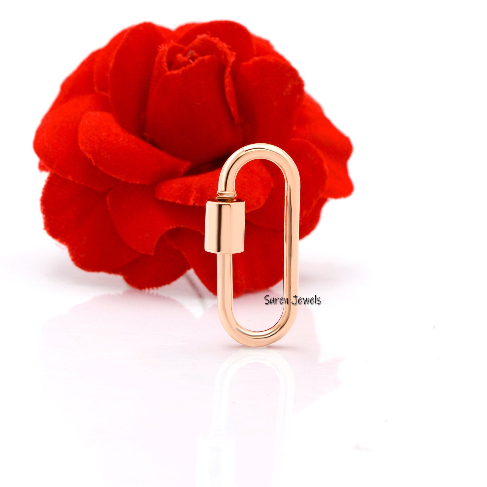 14K Gold Oval Carabiner Lock: Solid Gold Pendant (25X11 MM) - View 2 - Suren Jewels | SKU: SJC130-9KYG-25M 14K Gold Oval Carabiner Lock: Solid Gold Pendant (25X11 MM) - View 2 - Suren Jewels | SKU: SJC130-9KYG-25M