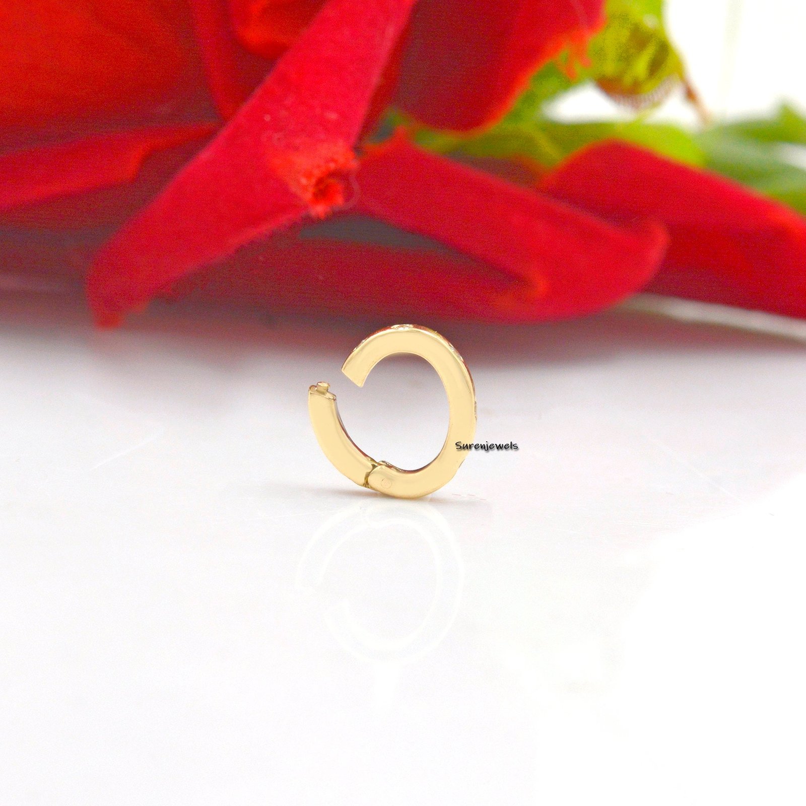 14K Gold Oval Enhancer: Openable Charm Connector (12x10 MM) - View 3 - Suren Jewels | SKU: SJP1177-SLYGDI 14K Gold Oval Enhancer: Openable Charm Connector (12x10 MM) - View 3 - Suren Jewels | SKU: SJP1177-SLYGDI