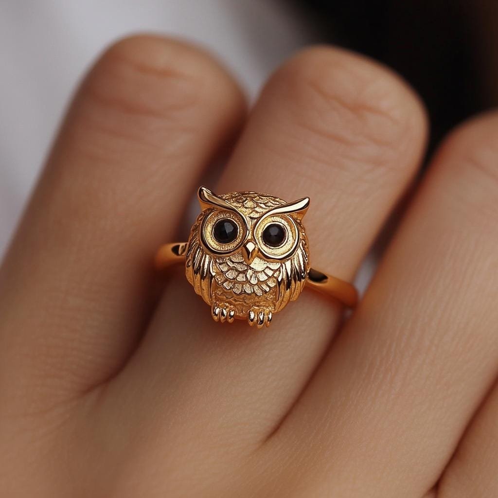 14k Gold Owl Ring: Dainty Animal Jewelry - Suren Jewels | SKU: SJR2925-SLYGBKCZ-US-6,SJR2981-SLNSCZ-US-8,SJR 14k Gold Owl Ring: Dainty Animal Jewelry - Suren Jewels | SKU: SJR2925-SLYGBKCZ-US-6,SJR2981-SLNSCZ-US-8,SJR