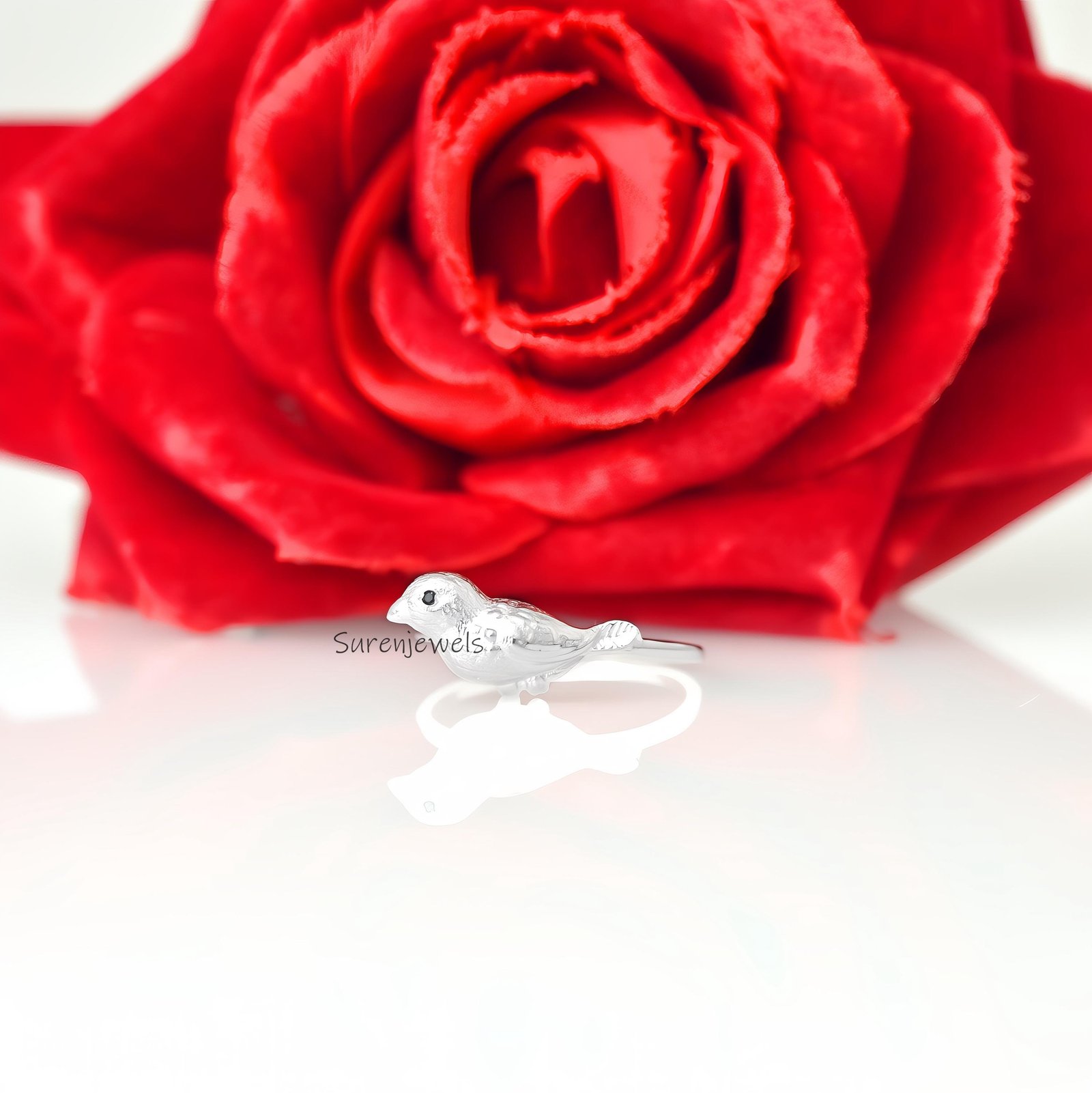 14k Gold Parakeet Ring: Dainty Bird Jewelry - View 2 - Suren Jewels | SKU: SJR3016-,SJR 14k Gold Parakeet Ring: Dainty Bird Jewelry - View 2 - Suren Jewels | SKU: SJR3016-,SJR