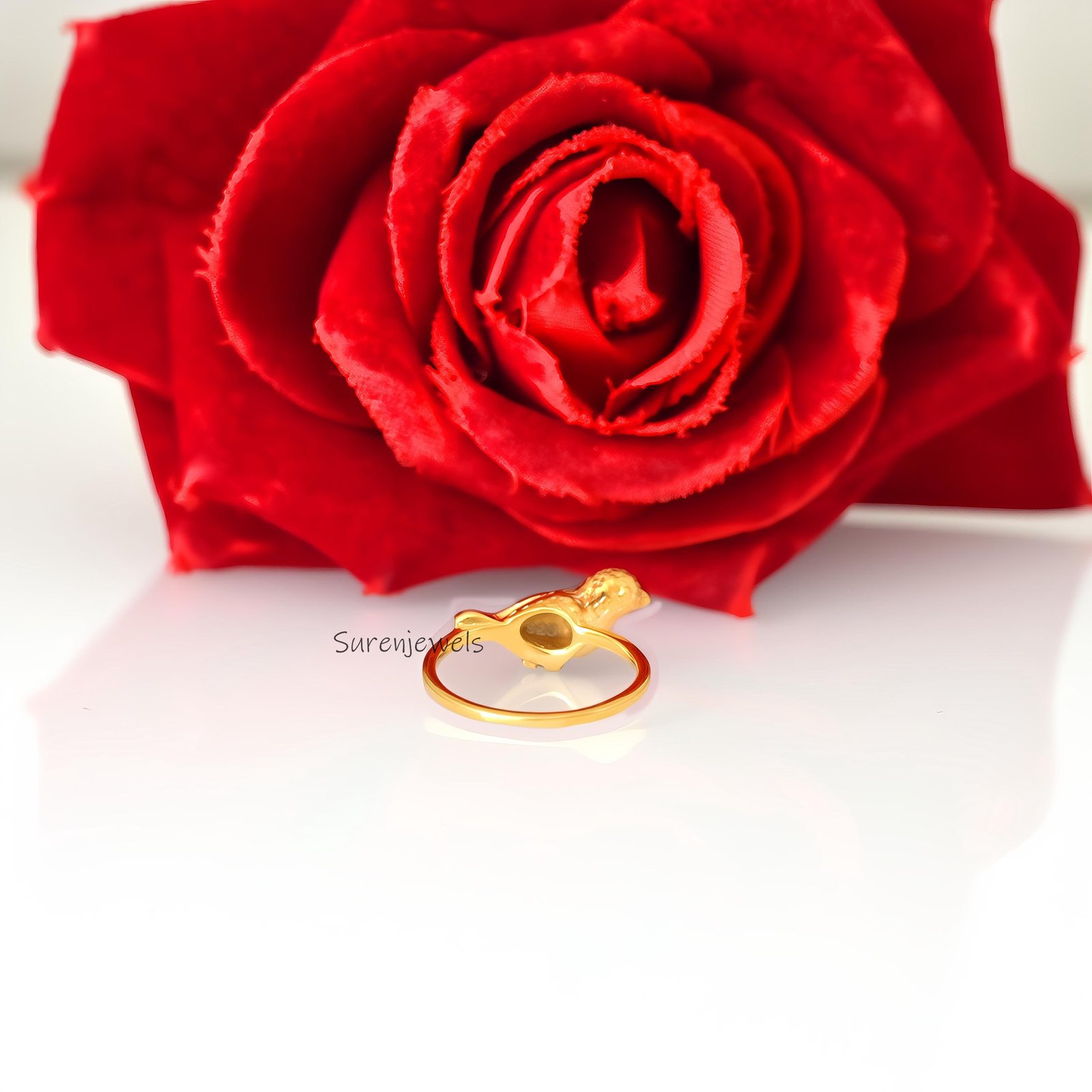 14k Gold Parakeet Ring: Dainty Bird Jewelry - View 7 - Suren Jewels | SKU: SJR3016-,SJR 14k Gold Parakeet Ring: Dainty Bird Jewelry - View 7 - Suren Jewels | SKU: SJR3016-,SJR