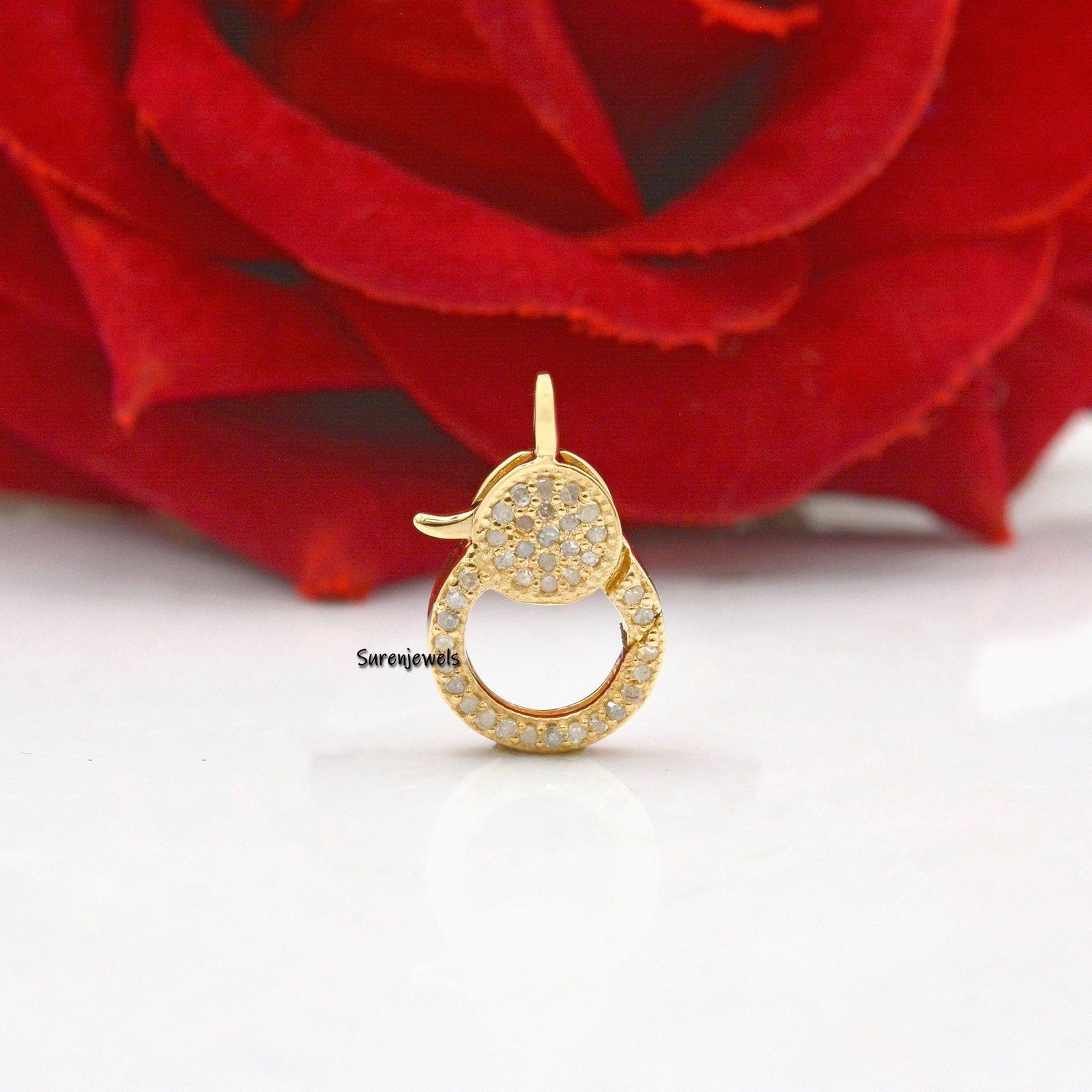 14K Gold Pave Diamond Lobster Lock Clasp (19x11 MM) - Suren Jewels | SKU: SJF93-SLYGDI 14K Gold Pave Diamond Lobster Lock Clasp (19x11 MM) - Suren Jewels | SKU: SJF93-SLYGDI