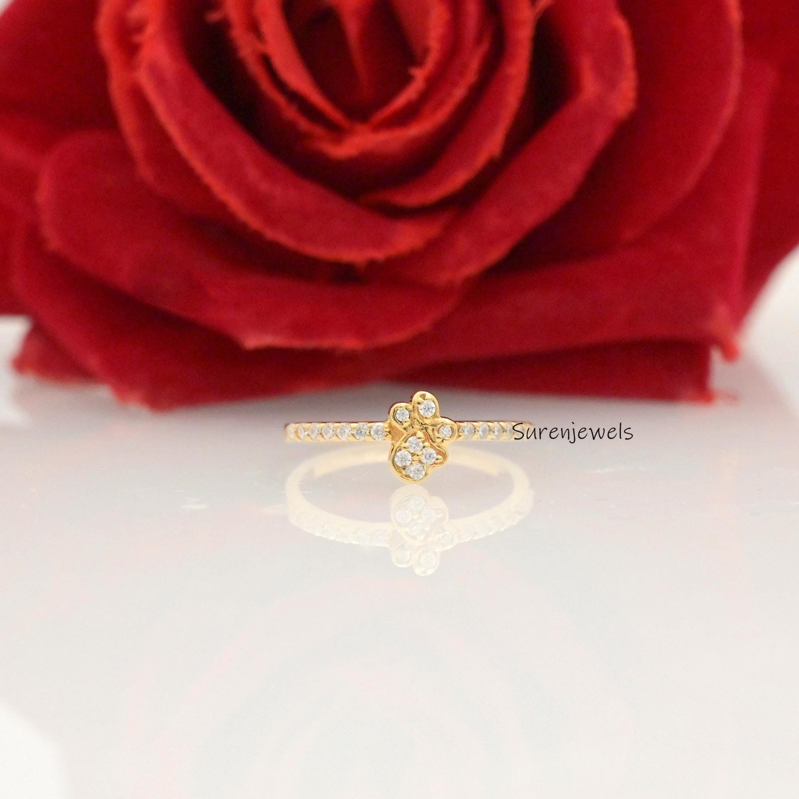 14K Gold Paw Print Ring: CZ Pet Lover Ring - Suren Jewels | SKU: SJR2804-SLYGBSP-US-5 14K Gold Paw Print Ring: CZ Pet Lover Ring - Suren Jewels | SKU: SJR2804-SLYGBSP-US-5