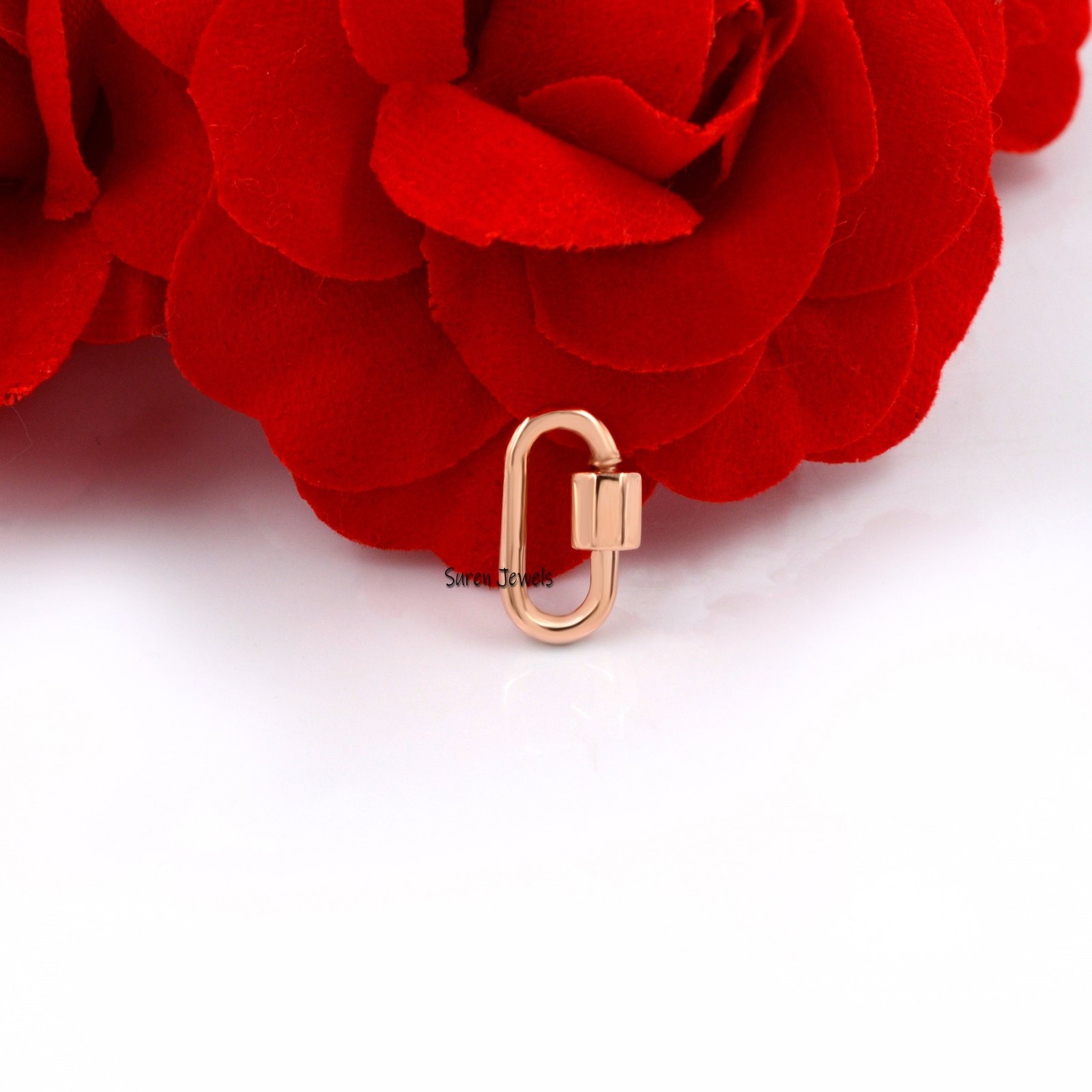 14k Gold Plated 925 Silver Carabiner Lock: Oval Jewelry Clasp - View 5 - Suren Jewels | SKU: SJC130-SLYG-10M 14k Gold Plated 925 Silver Carabiner Lock: Oval Jewelry Clasp - View 5 - Suren Jewels | SKU: SJC130-SLYG-10M