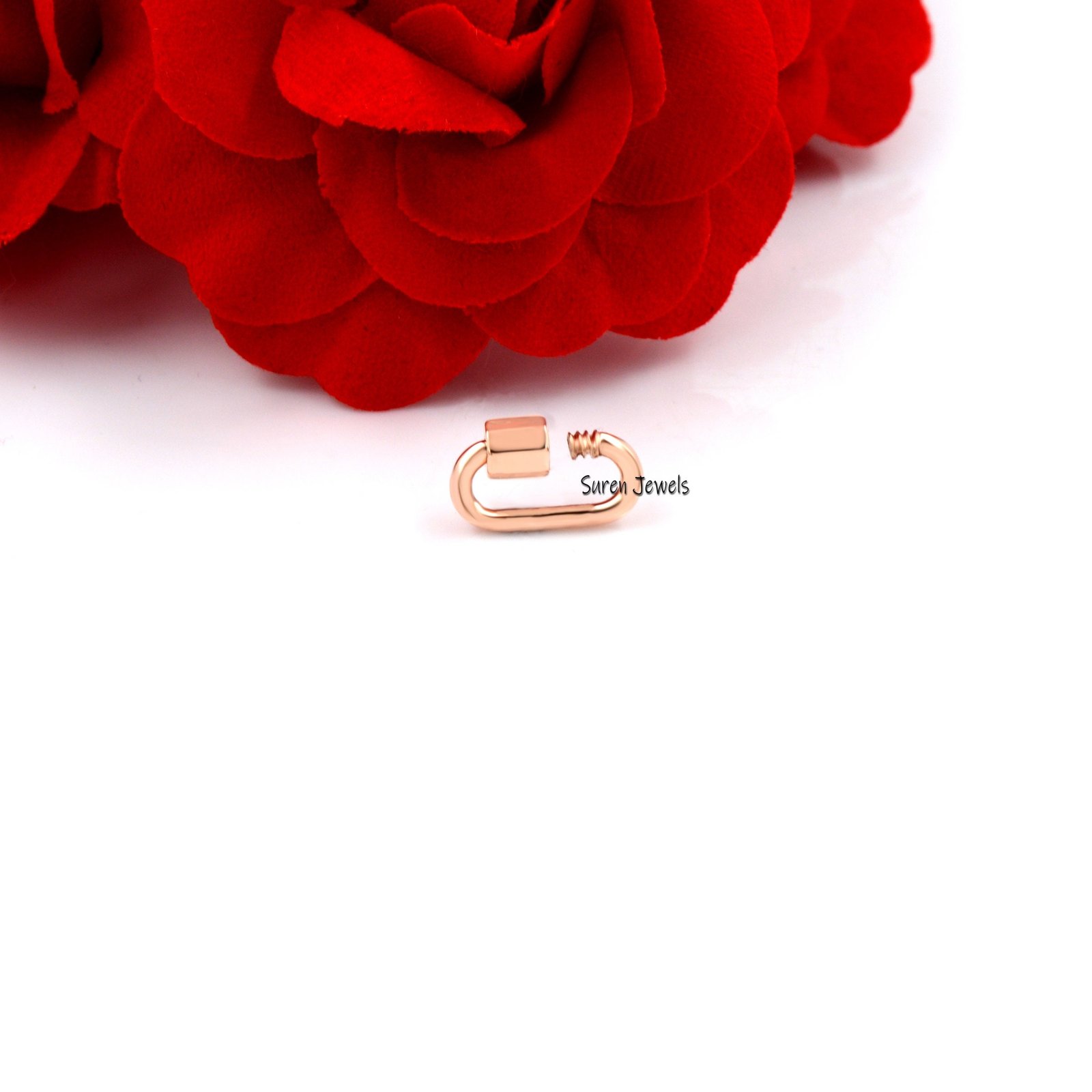 14k Gold Plated 925 Silver Carabiner Lock: Oval Jewelry Clasp - View 6 - Suren Jewels | SKU: SJC130-SLYG-10M 14k Gold Plated 925 Silver Carabiner Lock: Oval Jewelry Clasp - View 6 - Suren Jewels | SKU: SJC130-SLYG-10M