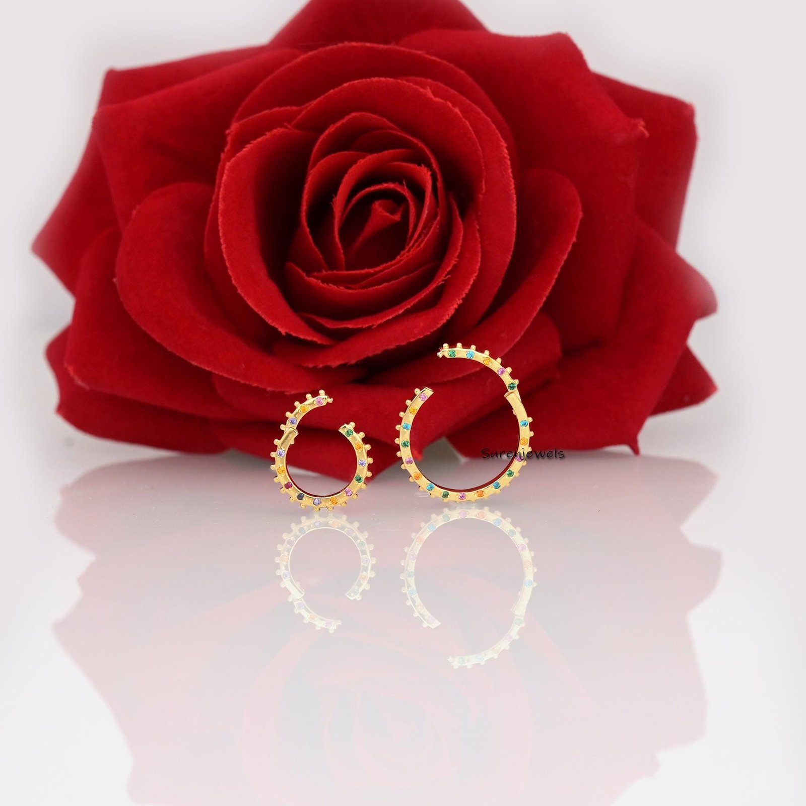 14K Gold Plated Charm Enhancer with Multi Stone - View 3 - Suren Jewels | SKU: SJP655-SLYGMTCS-18M 14K Gold Plated Charm Enhancer with Multi Stone - View 3 - Suren Jewels | SKU: SJP655-SLYGMTCS-18M